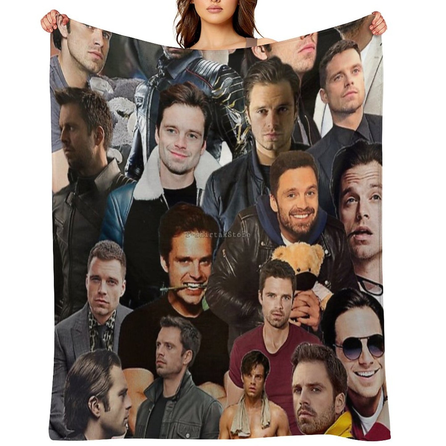 Sebastian Stan Photo Collage Quick-dry Throw Blanket