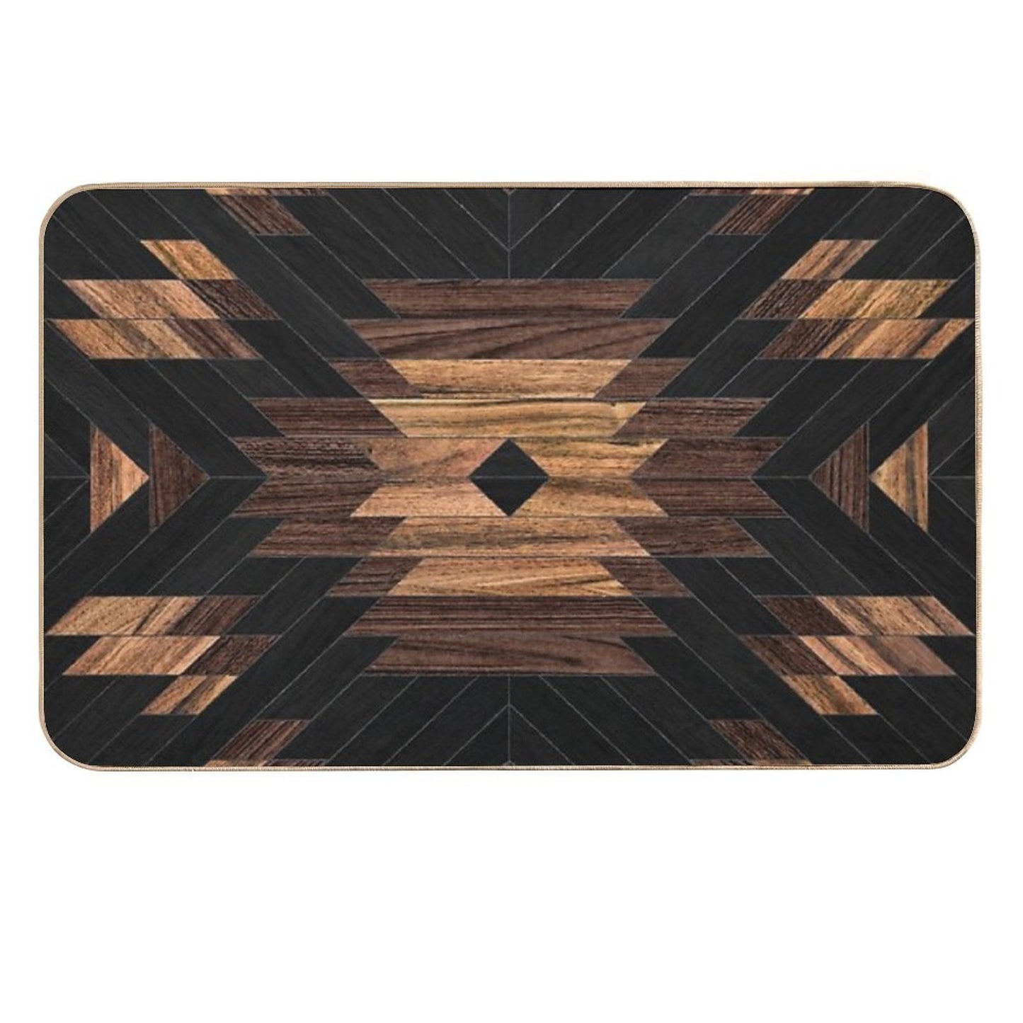 Urban Tribal Pattern No.7 - Aztec - Wood Rapid-Drying Bath Mat