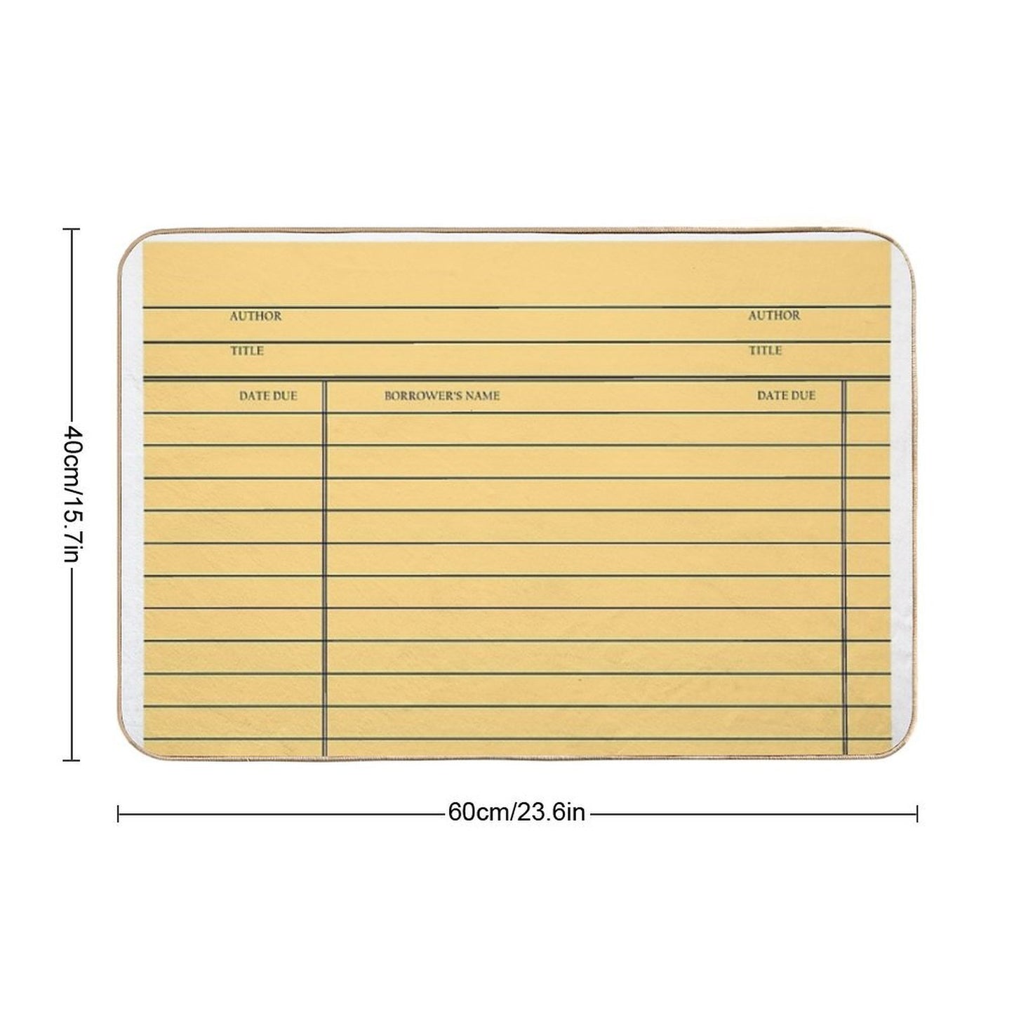Vintage Library Card - Yellow Gold Pet-Safe Bath Mat