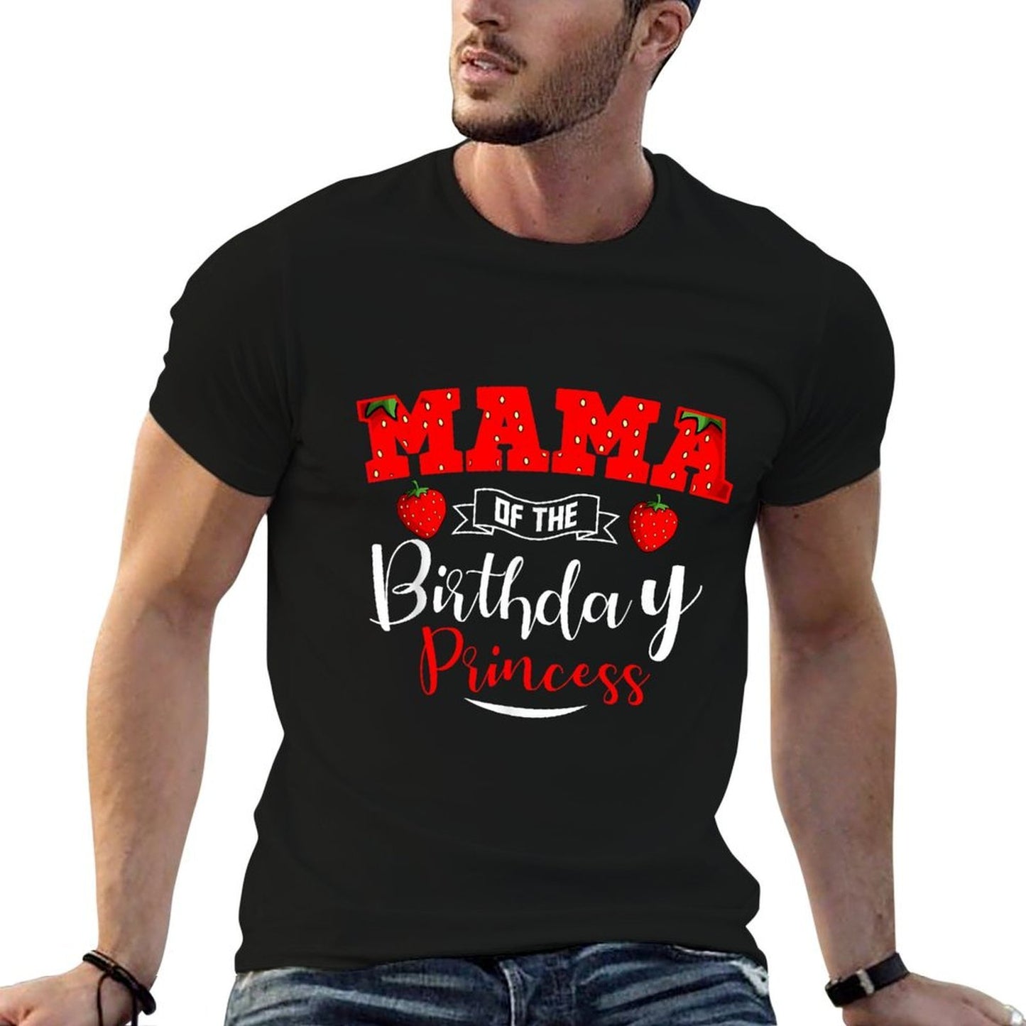 Mama Of The Birthday Princess Strawberry Theme Bday Party Slim-fit Cut T-Shirt