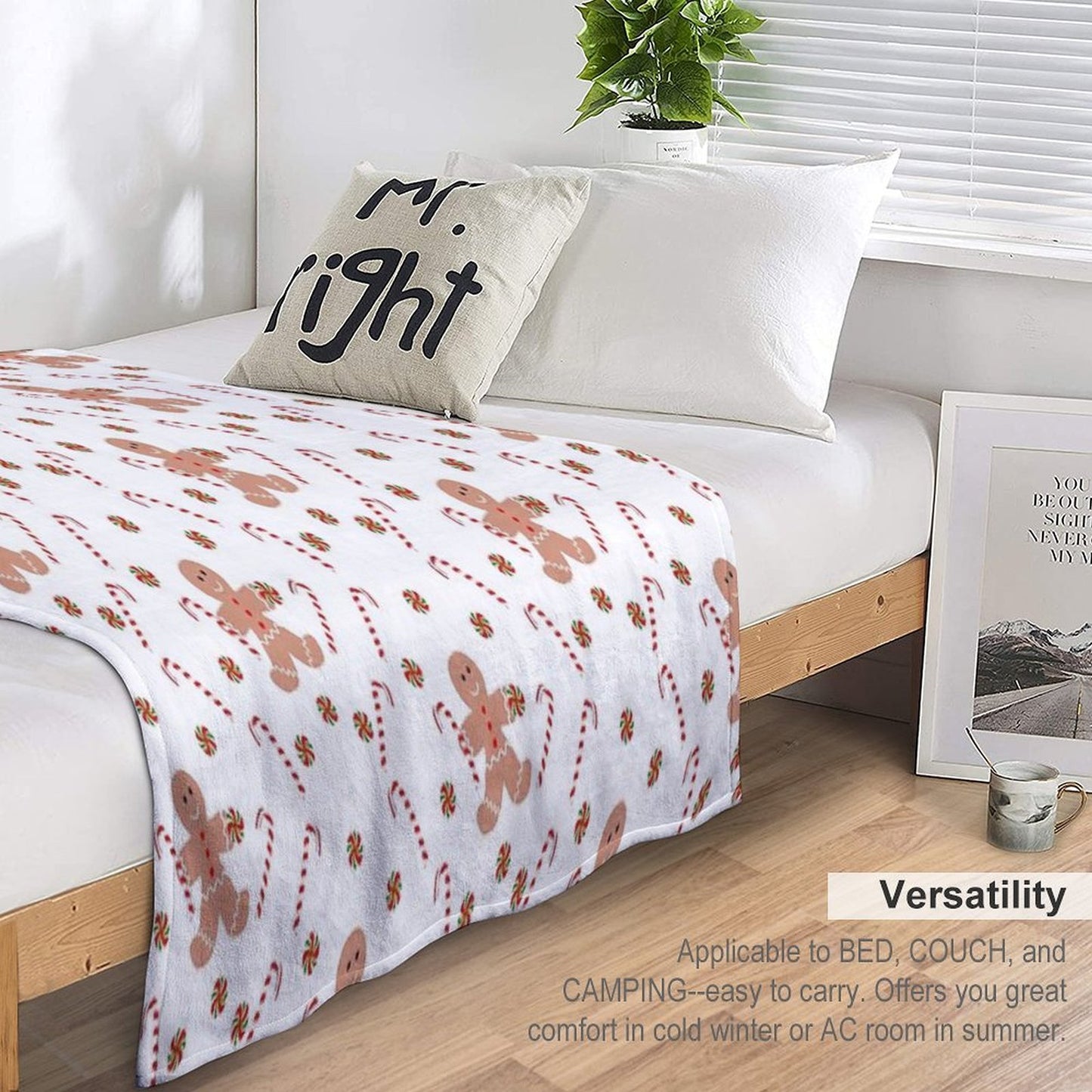 Gingerbread Man with Christmas Candy All-season Throw Blanket