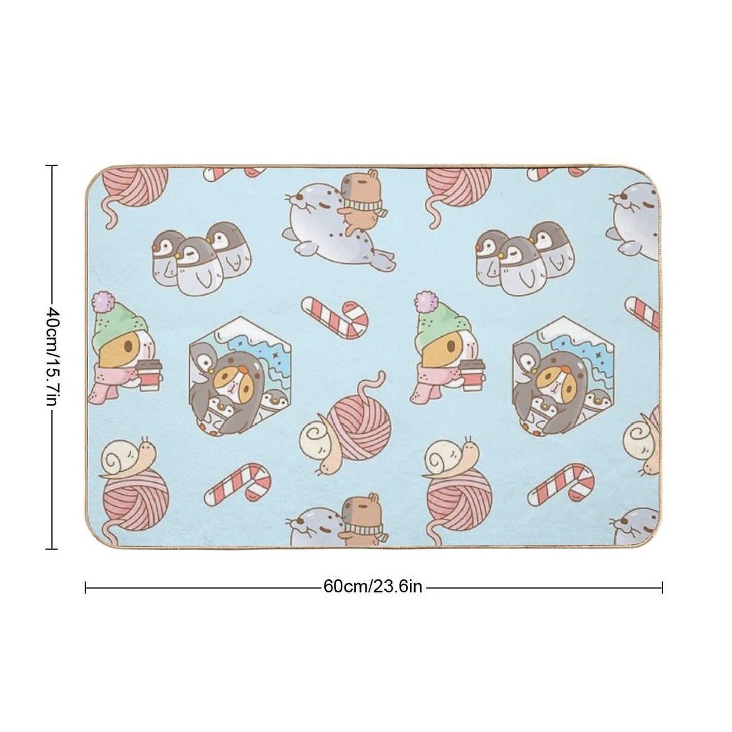 Bubu The Guinea Pig, South Pole Holiday Durable Bath Mat