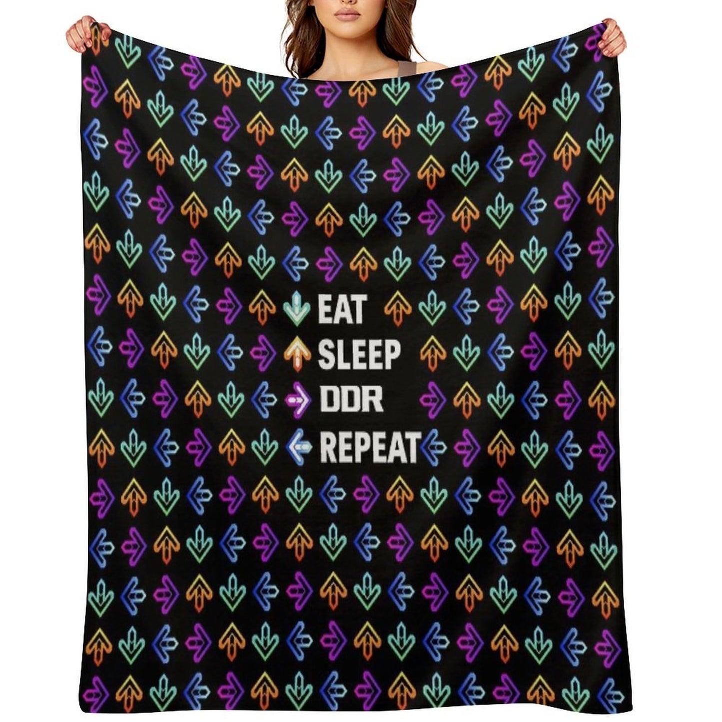 Eat. Sleep. DDR. Repeat. - White Machine-washable Throw Blanket