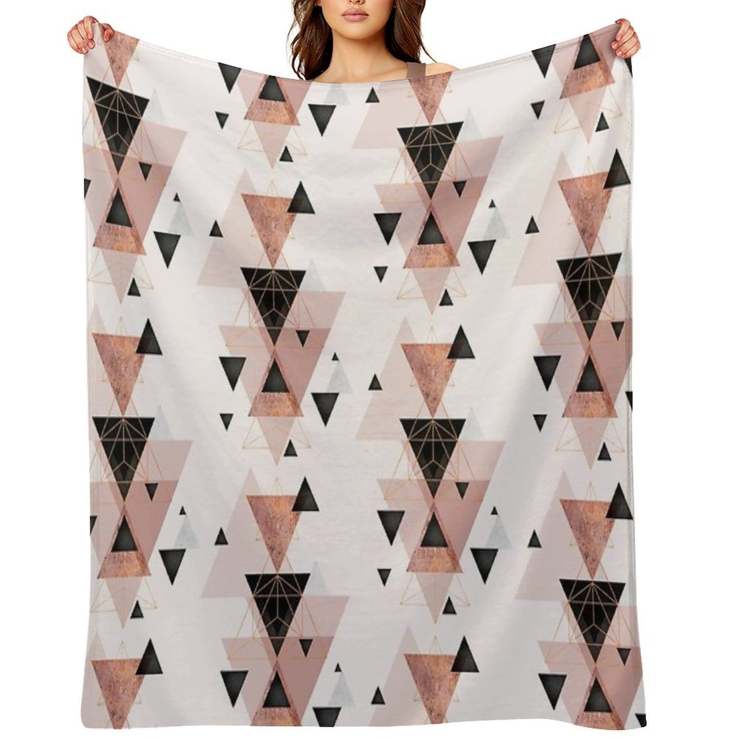 Geometric in Blush And Rose Gold Premium Throw Blanket