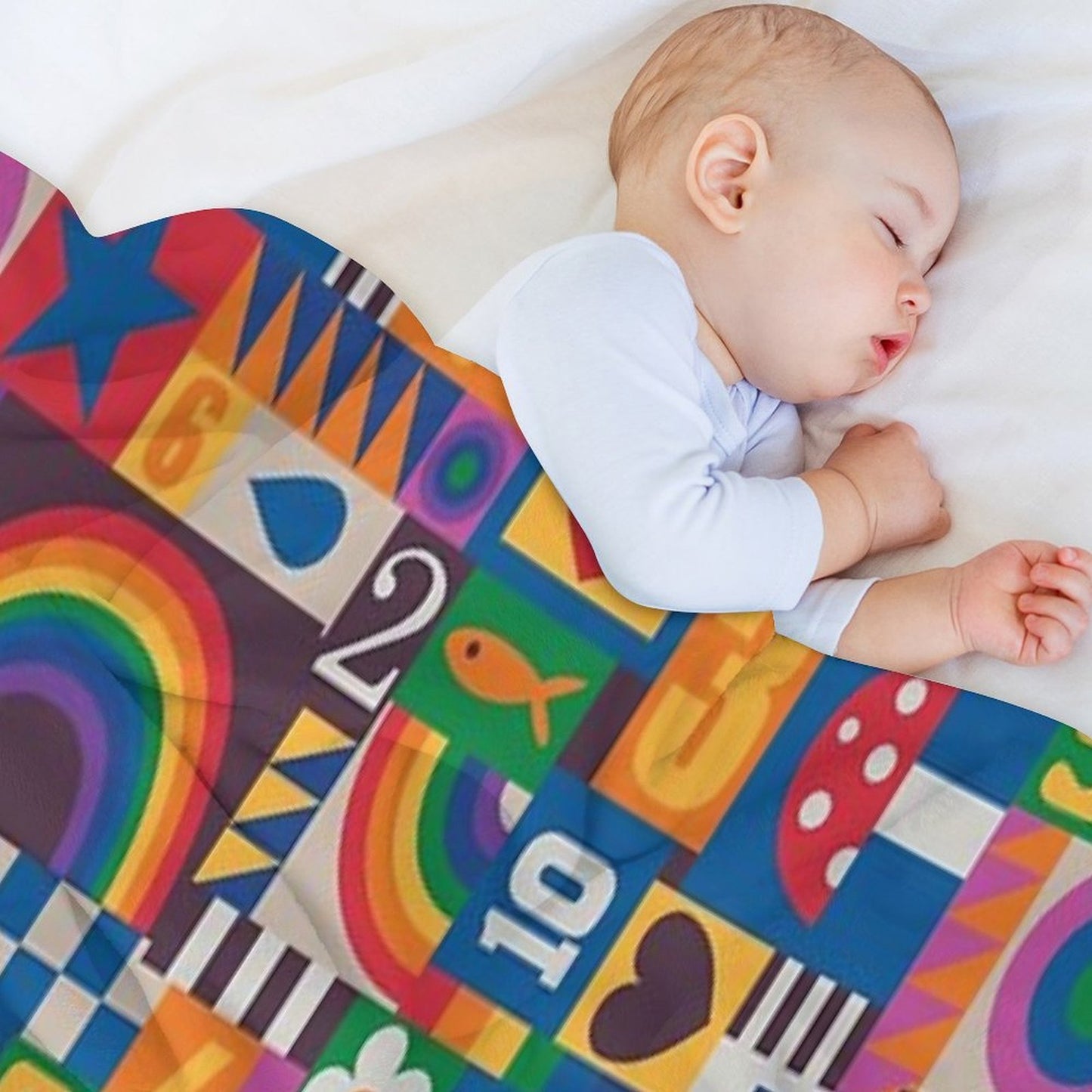 Pop Art Patchwork - Red And Rainbow - Fun Retro Pattern by Cecca Designs Easy Care Throw Blanket