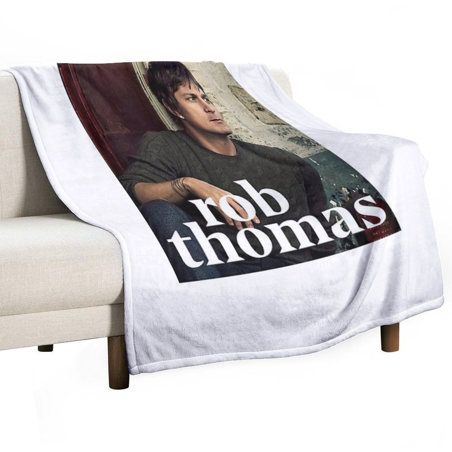 Rob Thomas Singer Music Band Sustainable Throw Blanket