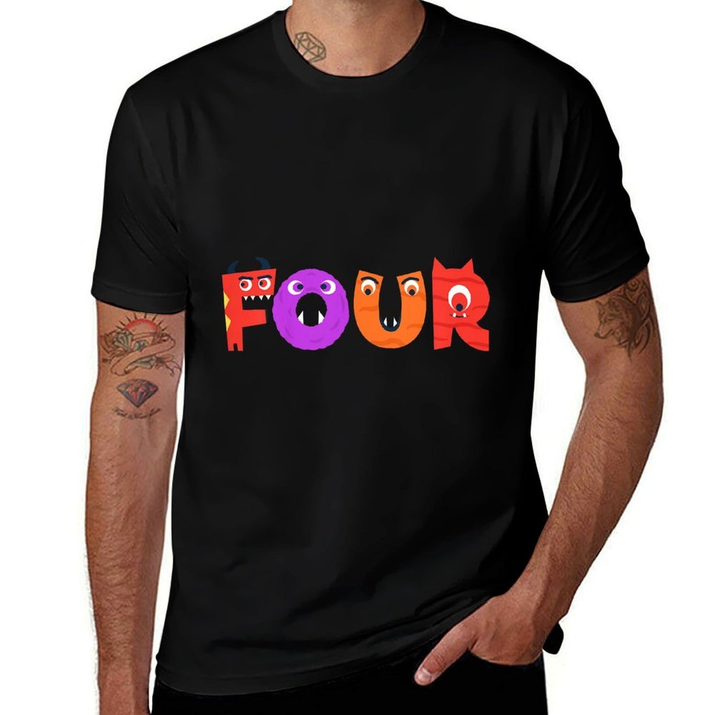 Kids Four Years Old Birthday Monster Themed Birthday Party Summer-ready Fabric T-Shirt