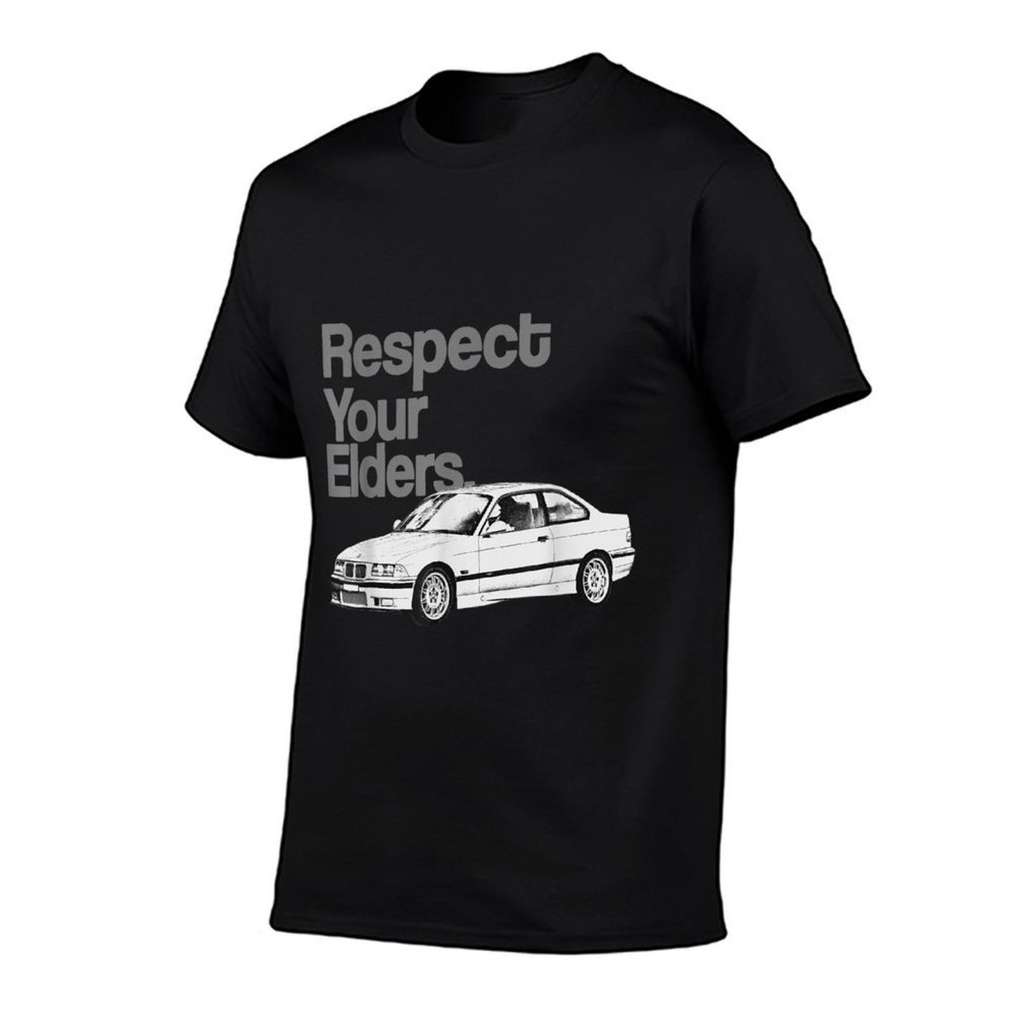 Russ Designs Respect Your Elders Vintage Euro - 3 Unisex Adult Black Cotton Polyester S  Breathable T-Shirt