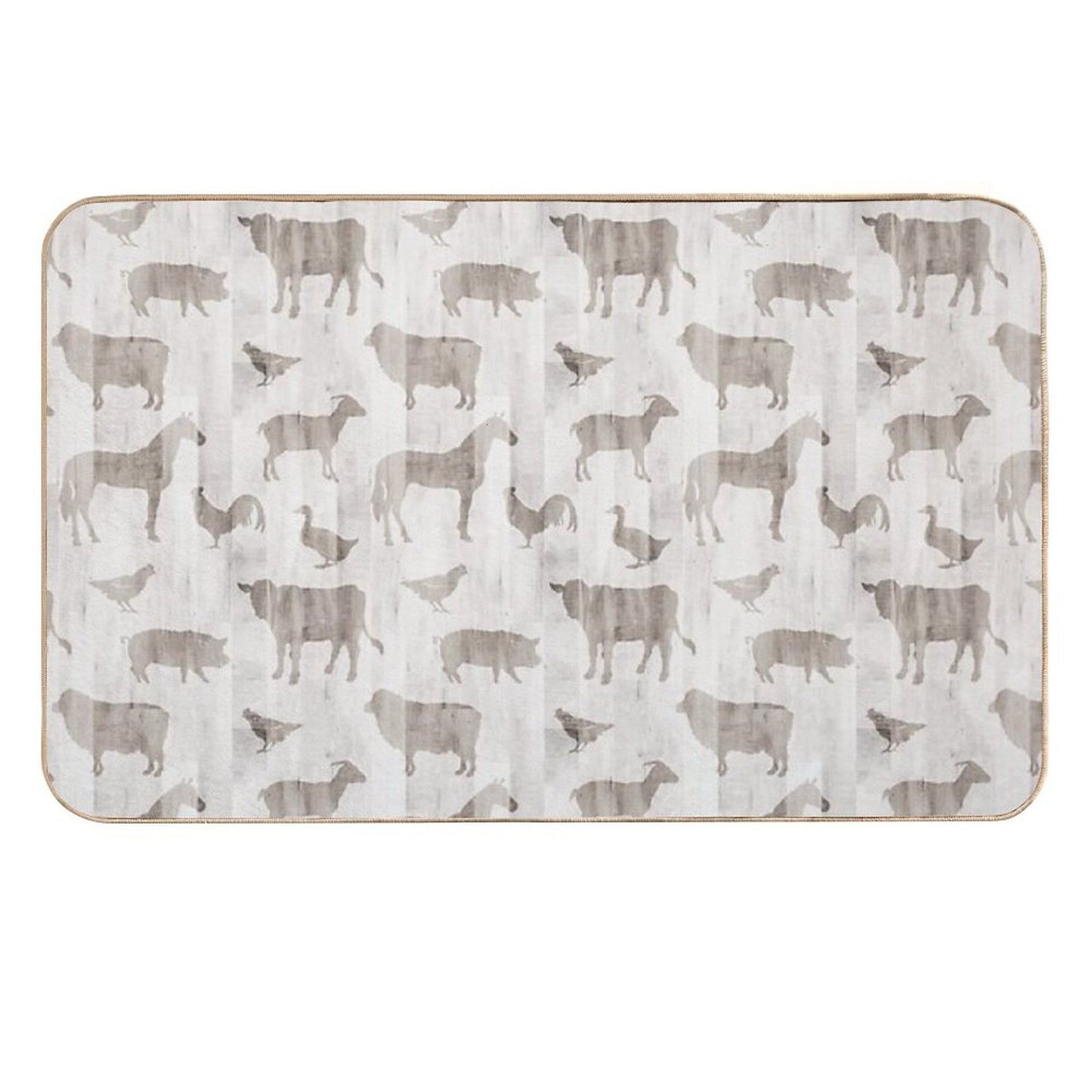 Farm Animals - Light Barn Wood Odorless Bath Mat