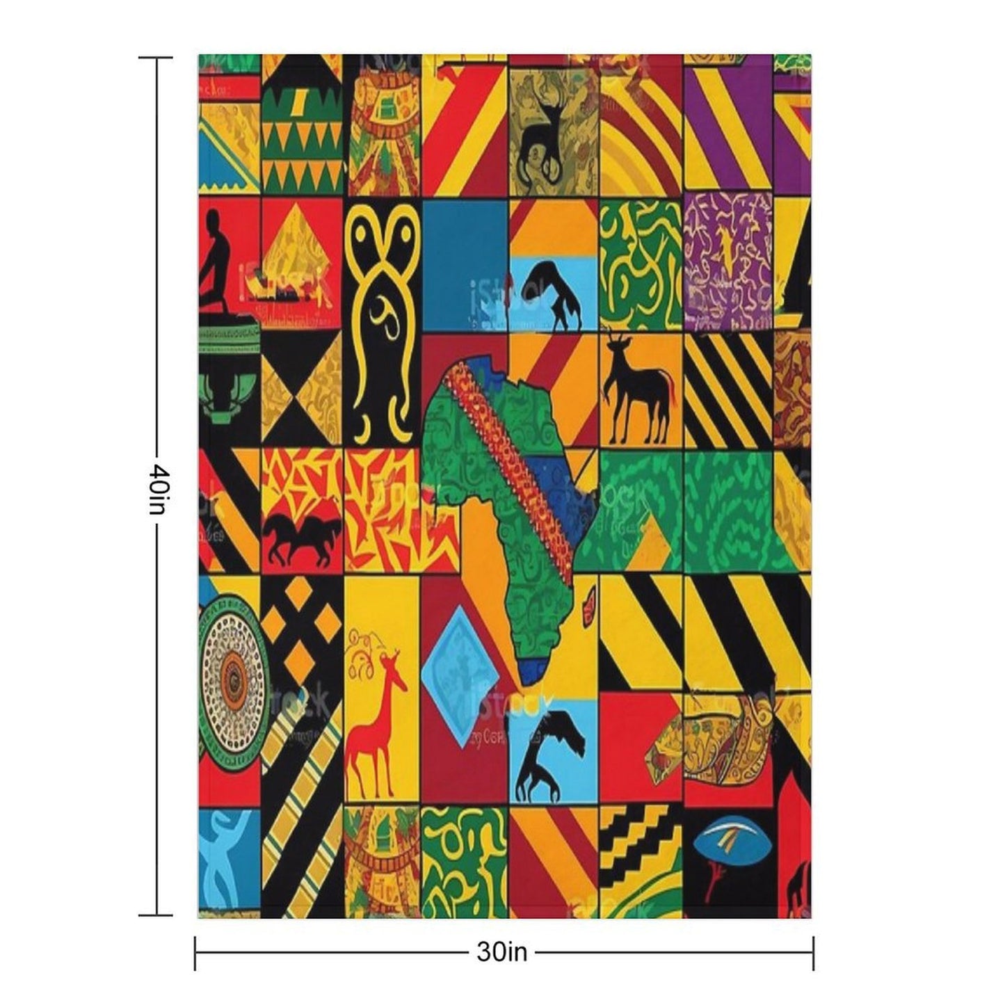 Traditional Brilliance Patchwork of Colorful African Fabrics Durable Throw Blanket