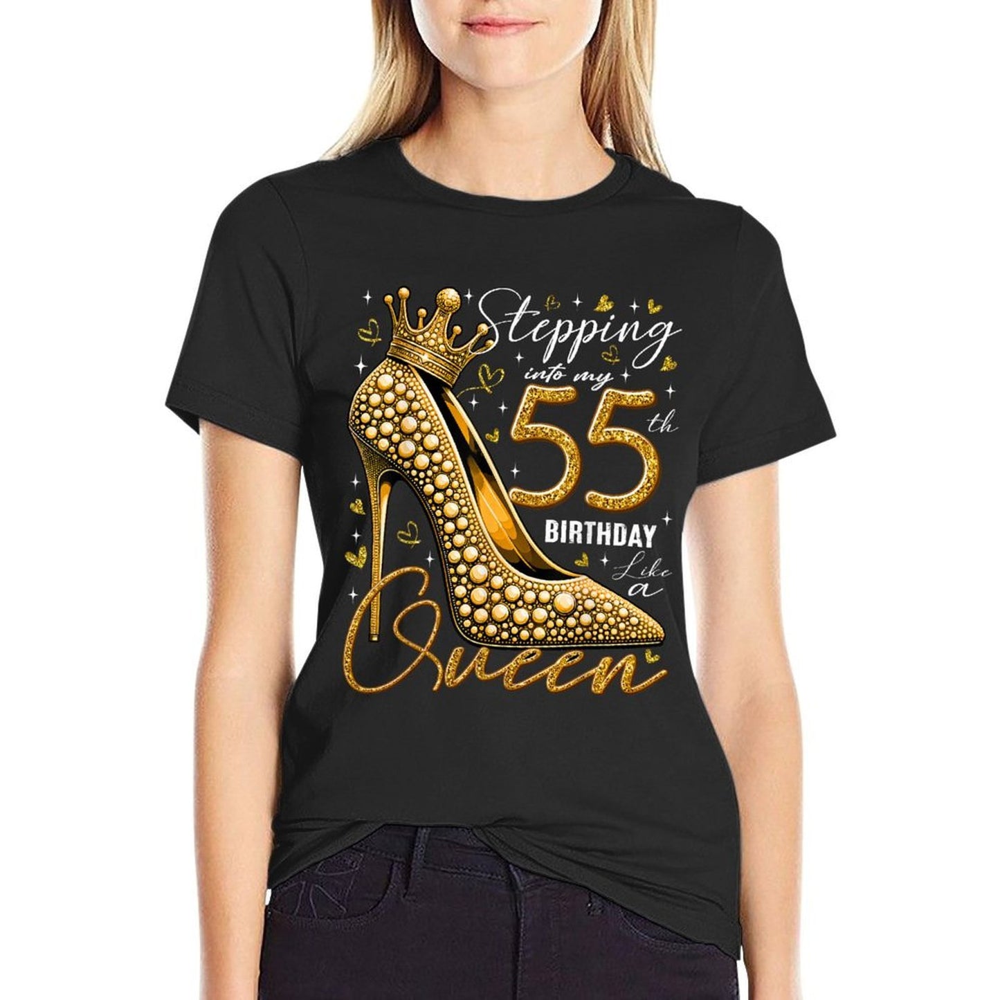 55 Year Old Gifts High Heels Stepping Into My 55th Birthday Moisture-wicking T-Shirt