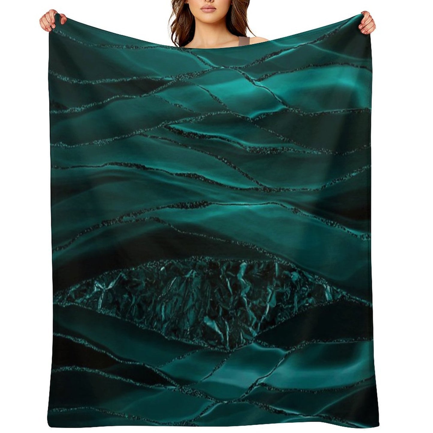 Emerald Green Glamour Marble Faux And Agate Landscapes All-season Throw Blanket