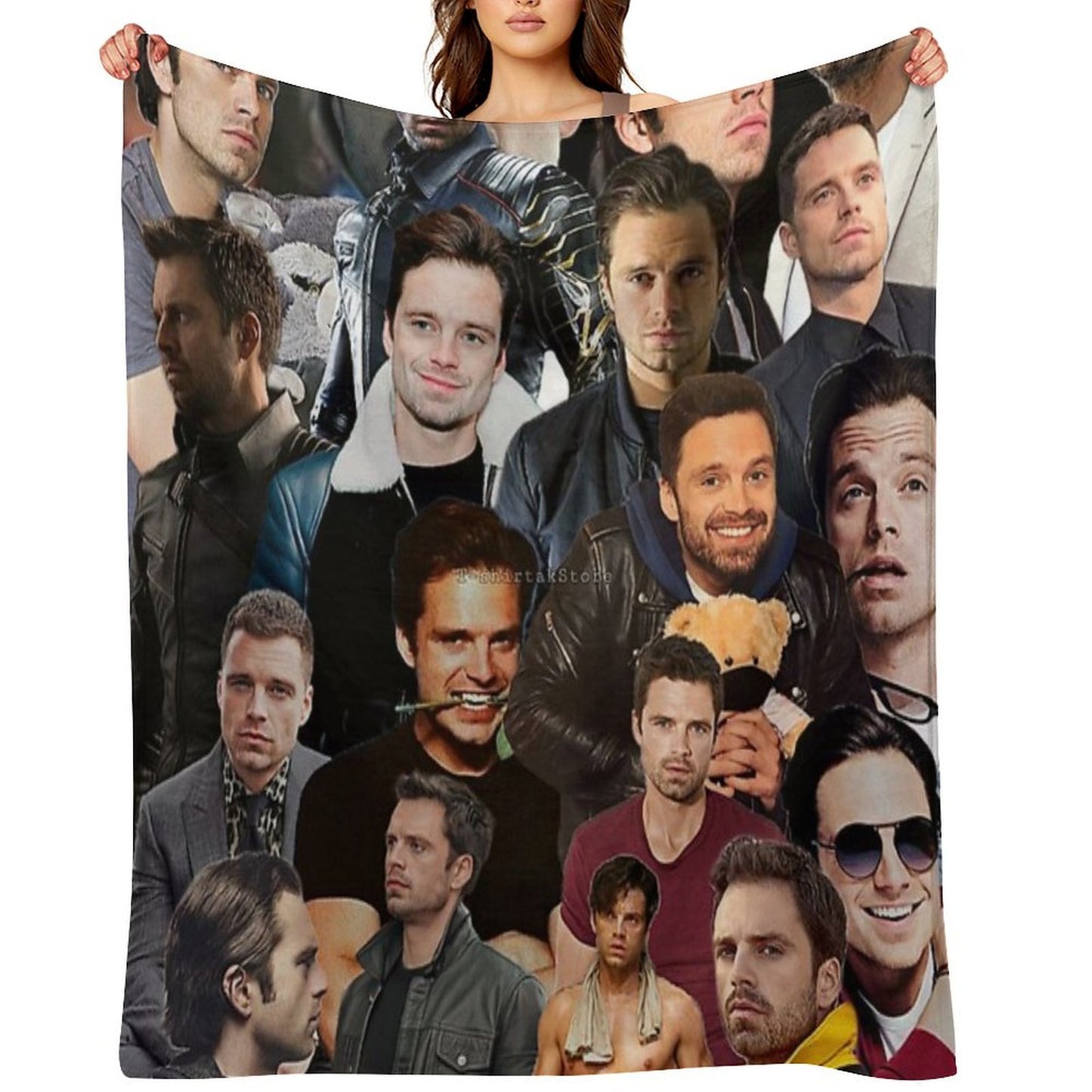 Sebastian Stan Photo Collage Quick-dry Throw Blanket