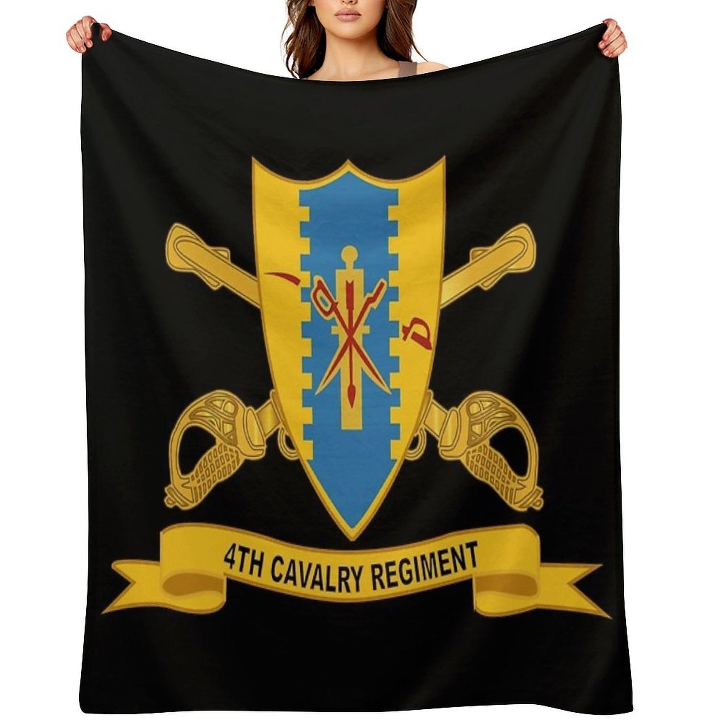 Army - 4th Cavalry Regiment W Br - Ribbon Machine-washable Throw Blanket