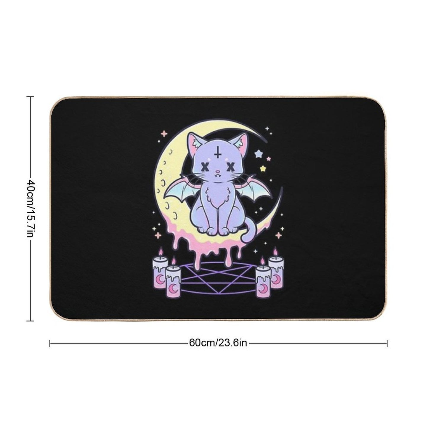 Kawaii Pastel Goth Cute Creepy Occult Cat Stain-Proof Bath Mat