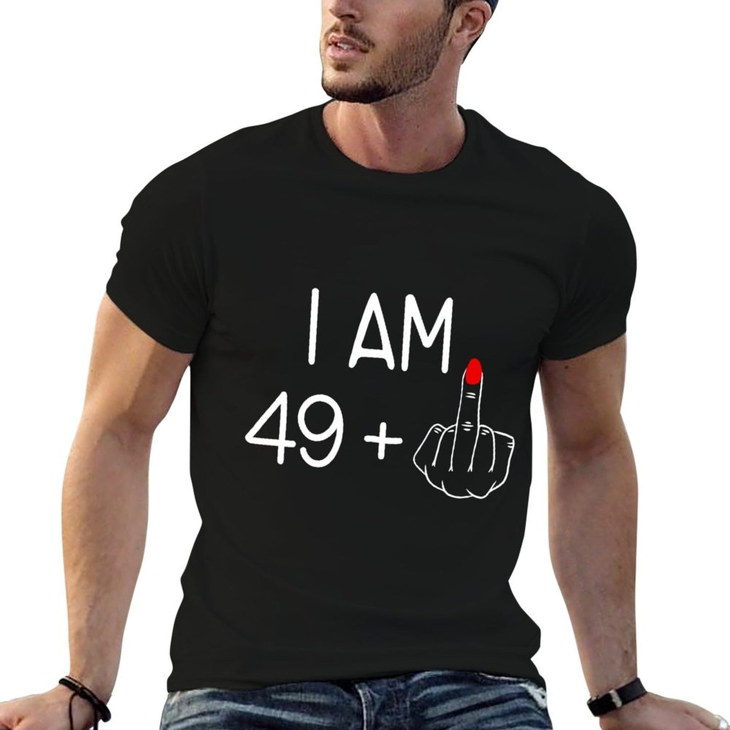 Womens I Am 49 Plus 1 Middle Finger for 50th Birthday Women Lightweight T-Shirt