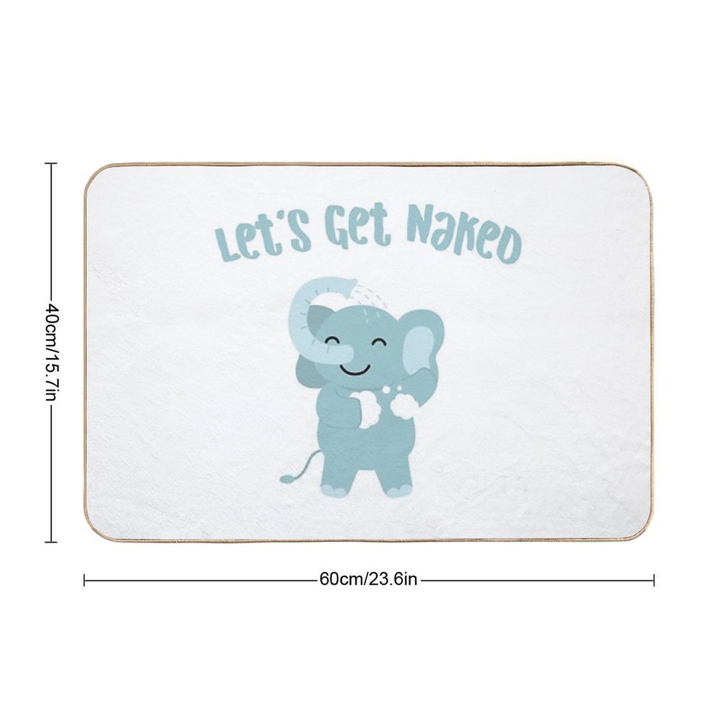 Let's Get Naked Cute Elephant in Bathroom Funny Quote Eco-Friendly Bath Mat