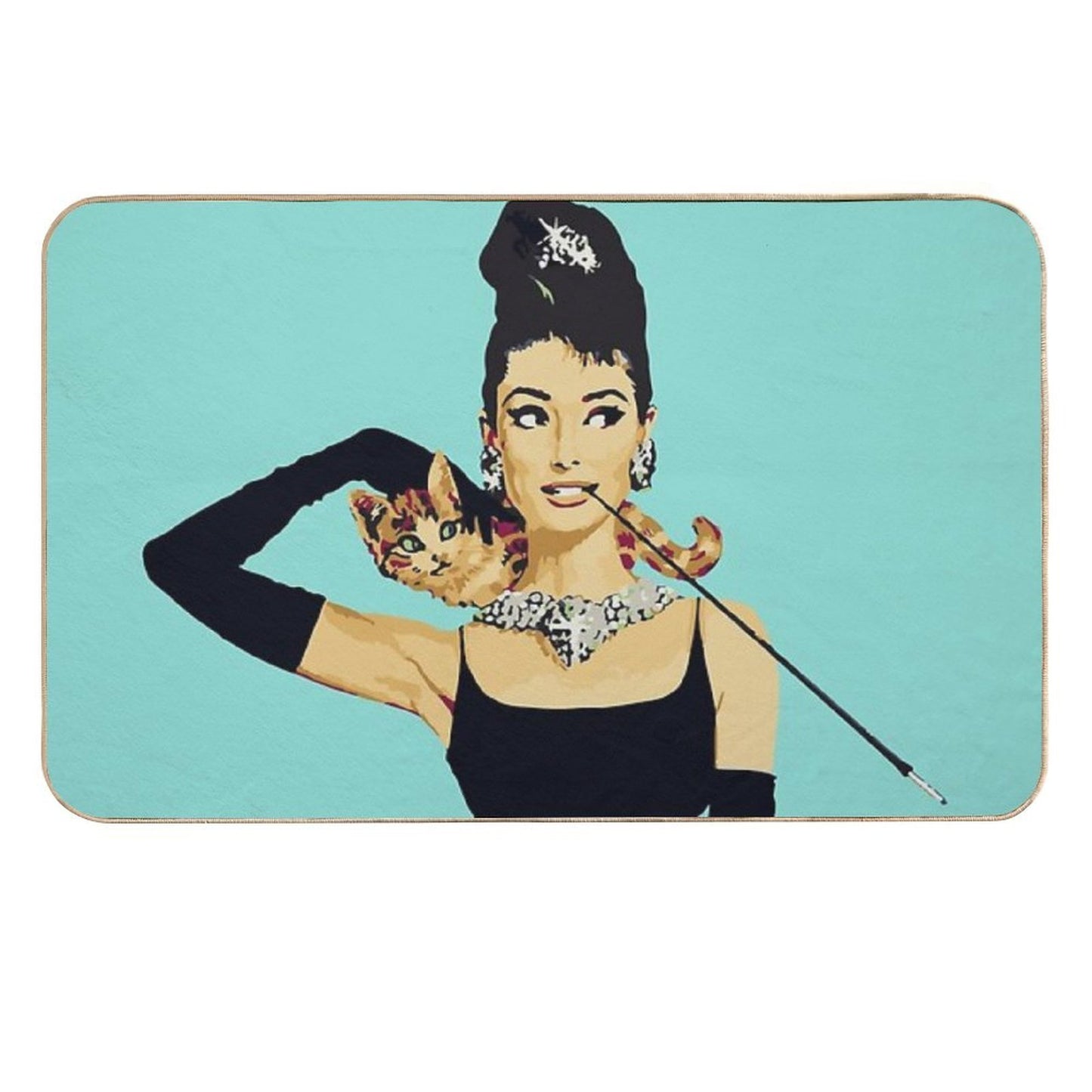Breakfast at Tiffanys Audrey Hepburn Jewellery Colour Durable Bath Mat