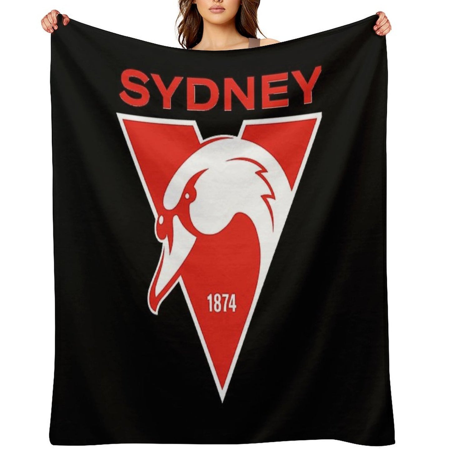 Sydney The Bloods Swans Haughty Swannies-Logo Plush Throw Blanket