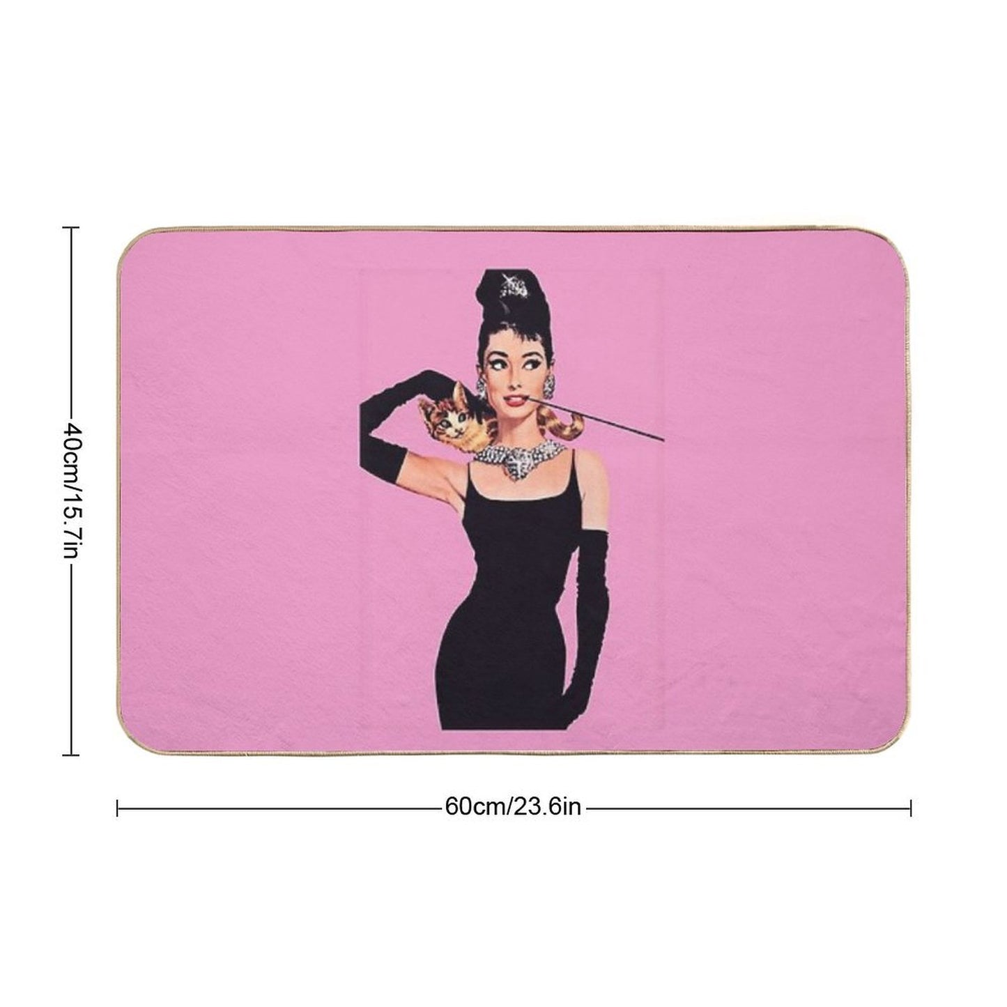Audrey Hepburn ( Holly Golightly) Breakfast of Tiffany's with Cat Easy To Clean Bath Mat