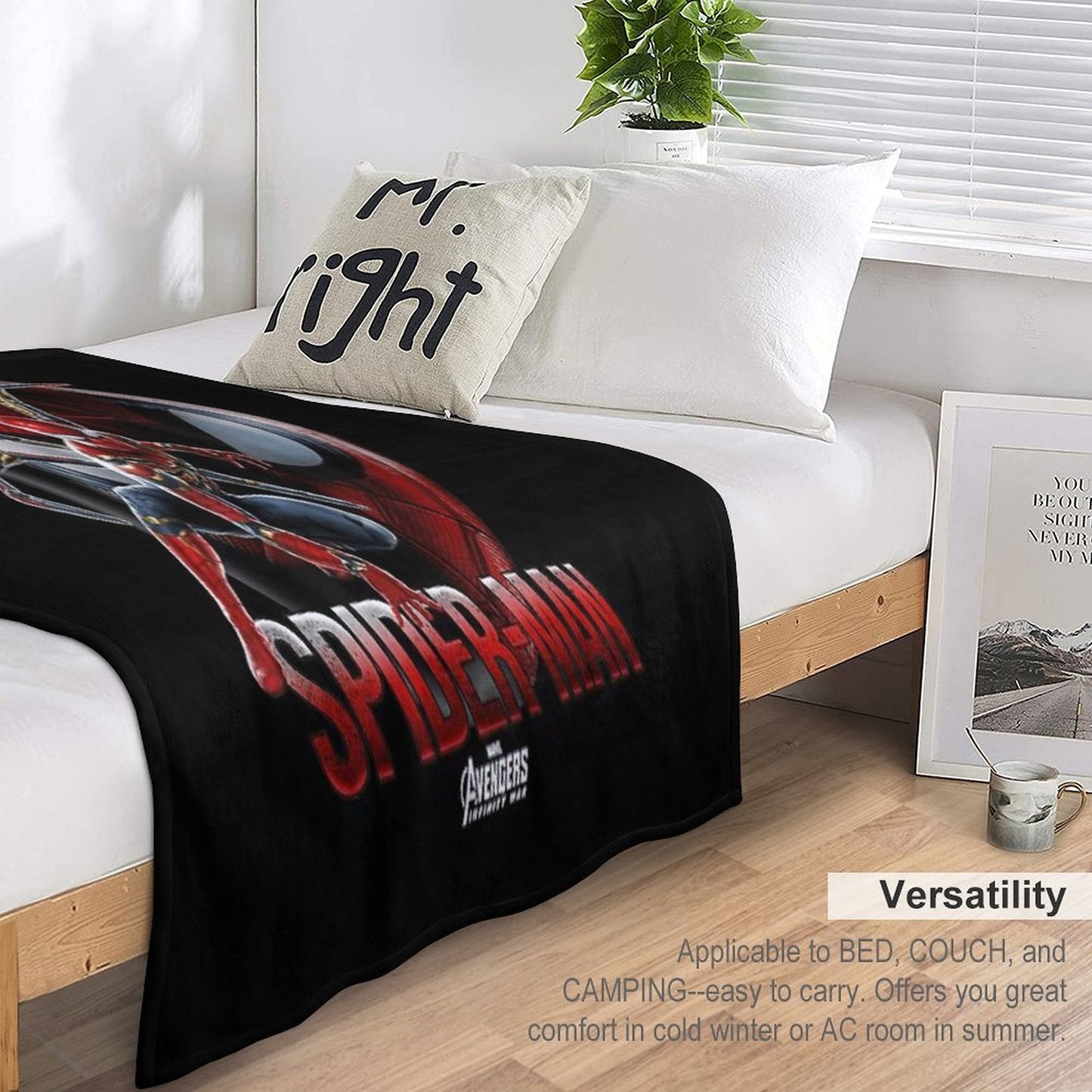 No Way Home Game Face Graphic Plush Throw Blanket