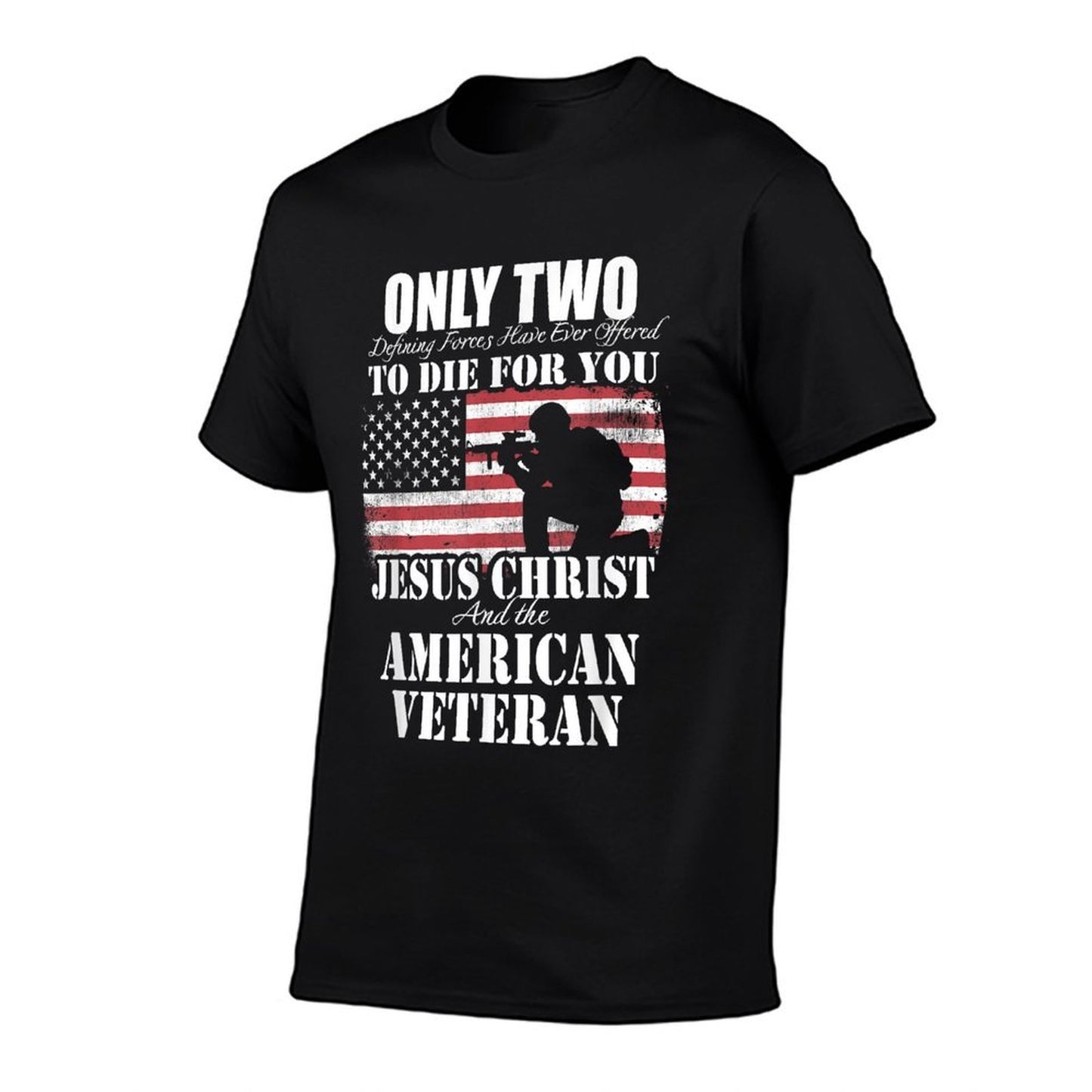 Two Died for You Jesus And American Veteran Memorial Gift Tagless Design T-Shirt