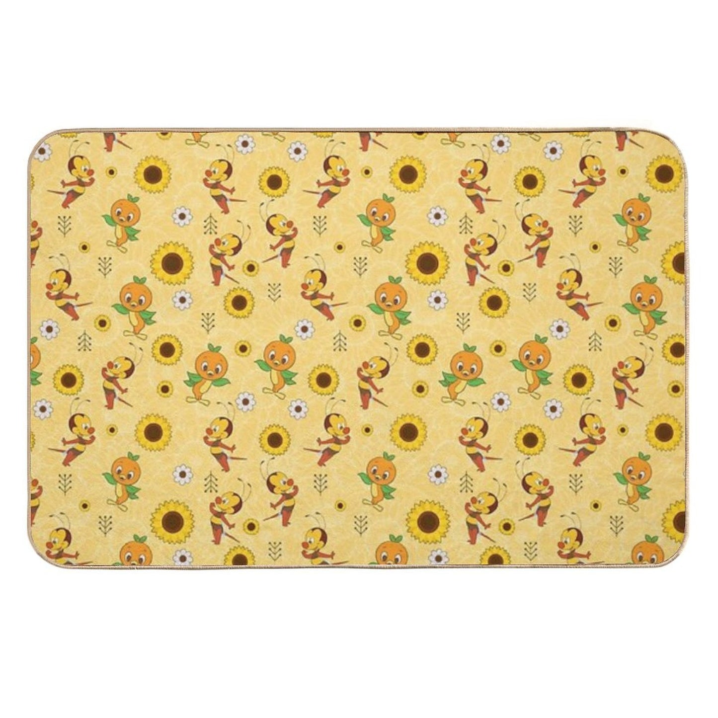 Spike The Bee And Orange Bird  Rapid-Drying Bath Mat