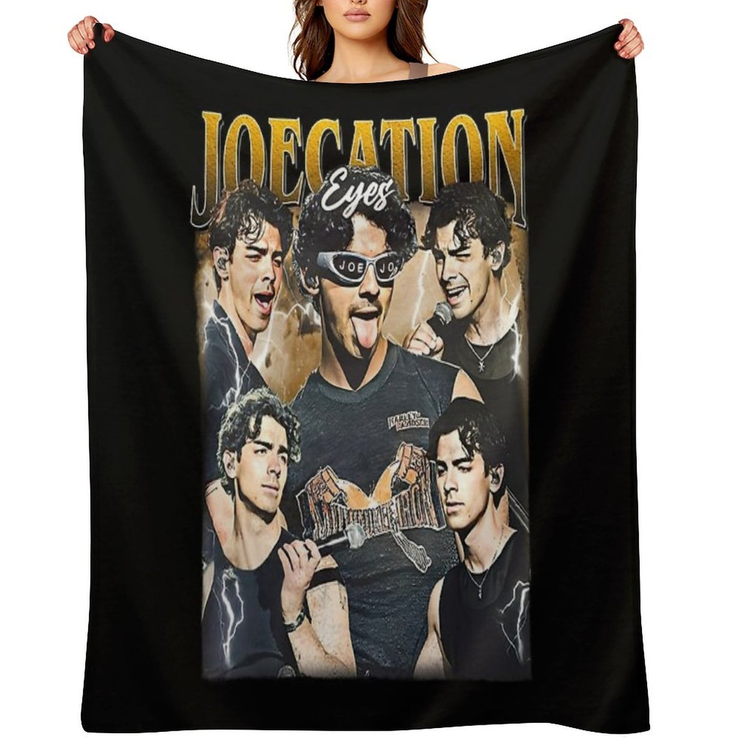 Joecation Eyes Fan Shirt, Joe Inspired Vintage Tee, Pop Star Aesthetic Shirt Versatility Throw Blanket