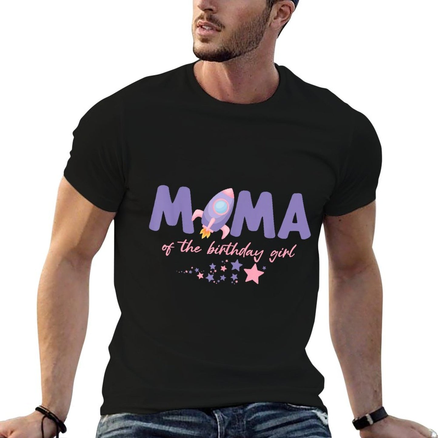 Two The Moon Mama Of The Birthday Girl Astronaut Family Graphic-printed T-Shirt