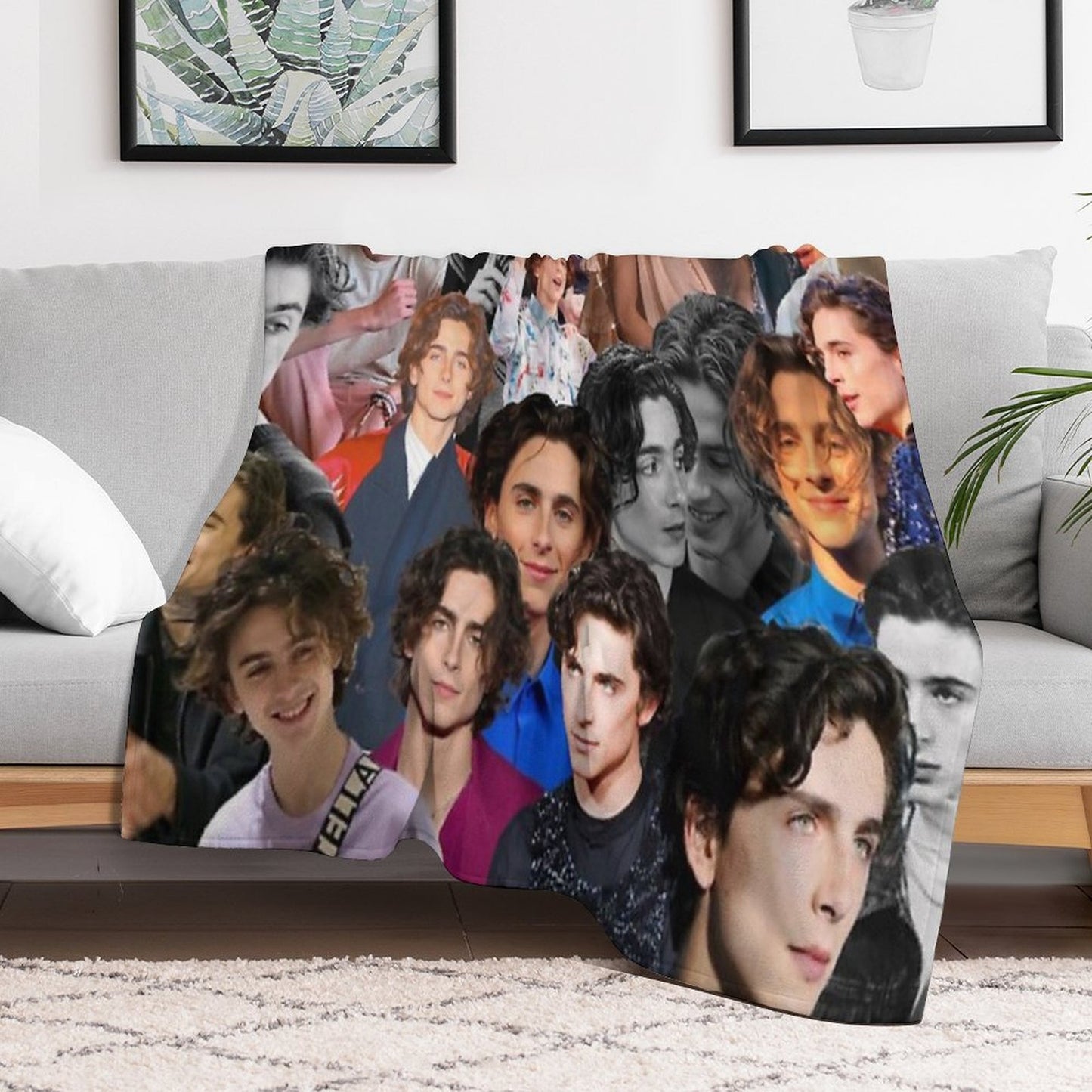 Timothee Chalamet Collage Shrink-resistant Throw Blanket