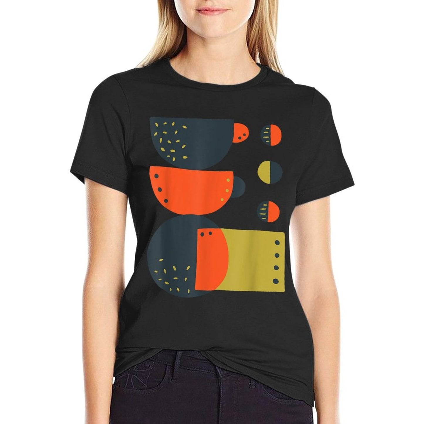 Abstract Modern Art Design - Women Men Abstract Polyester Blend T-Shirt