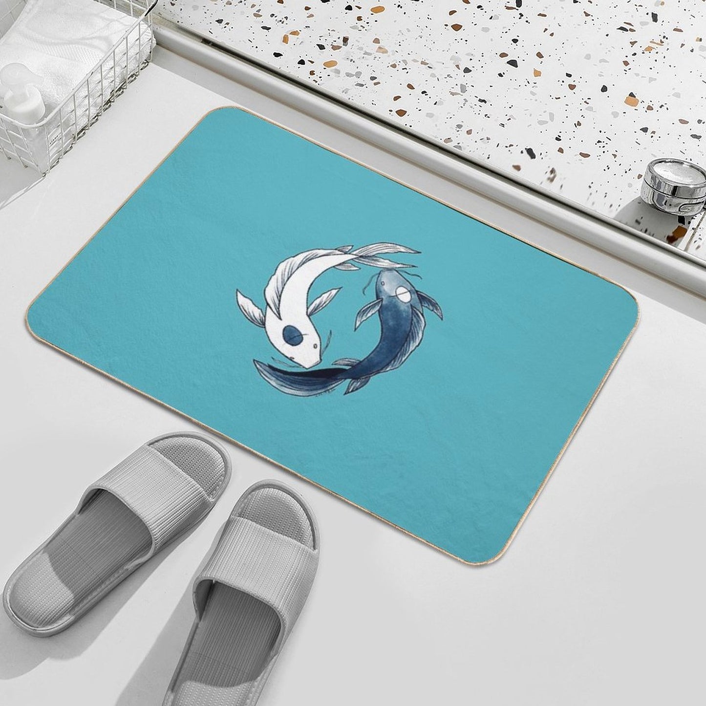 Tui And La - Yin & Yang Koi Fade-Resistant Bath Mat