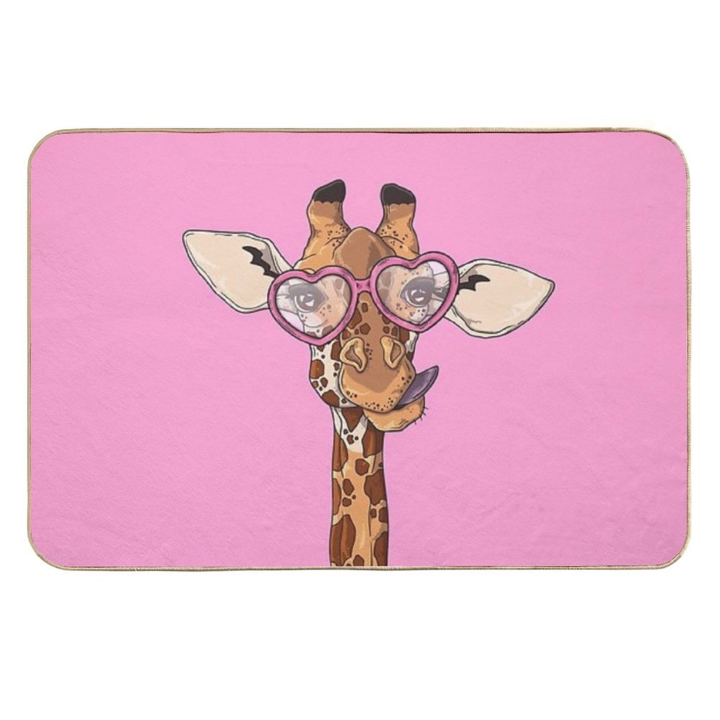 Cute Giraffe With Pink Heart Shaped Glasses Durable Bath Mat