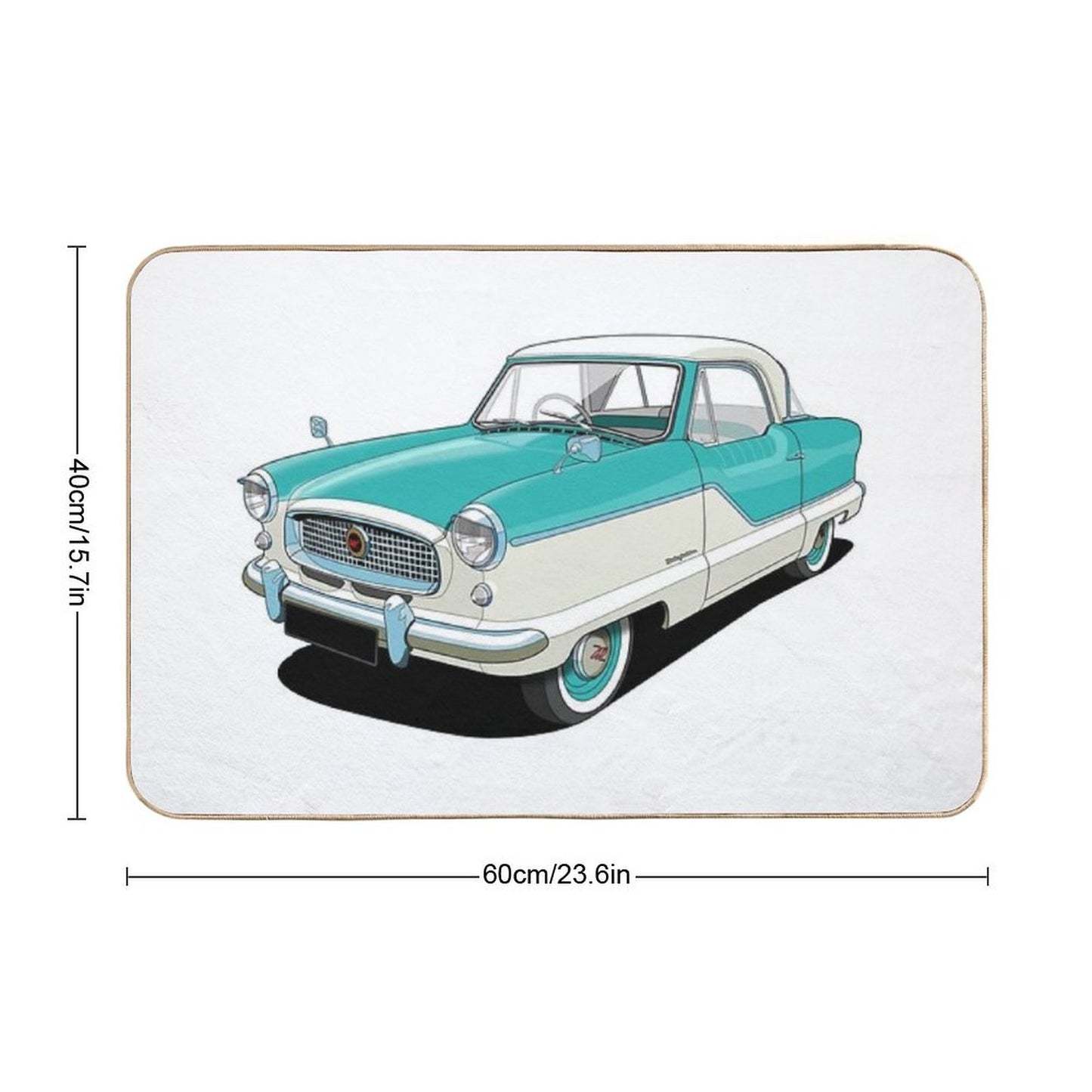 Austin Metropolitan in Two Tone Turquoise And White Toxin-Free Bath Mat