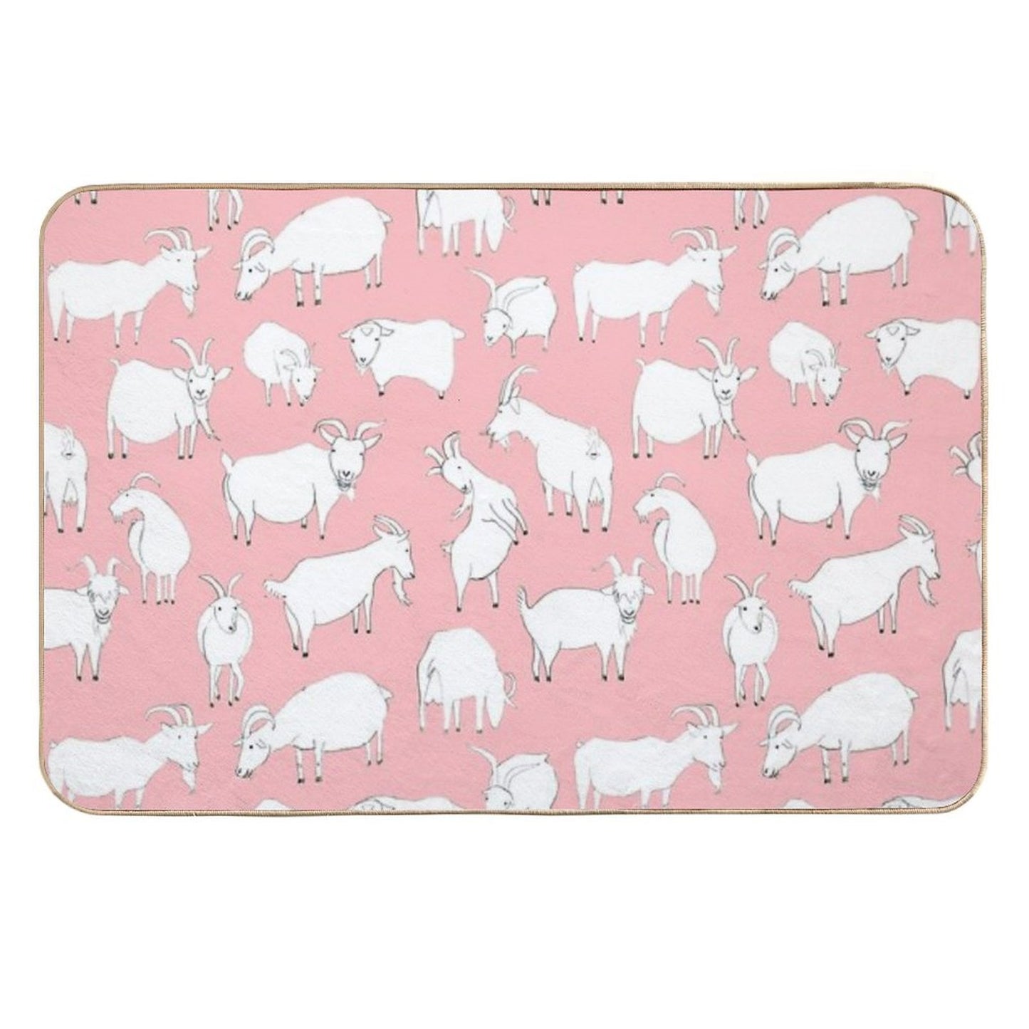 Goats Playing – Pink Toxin-Free Bath Mat