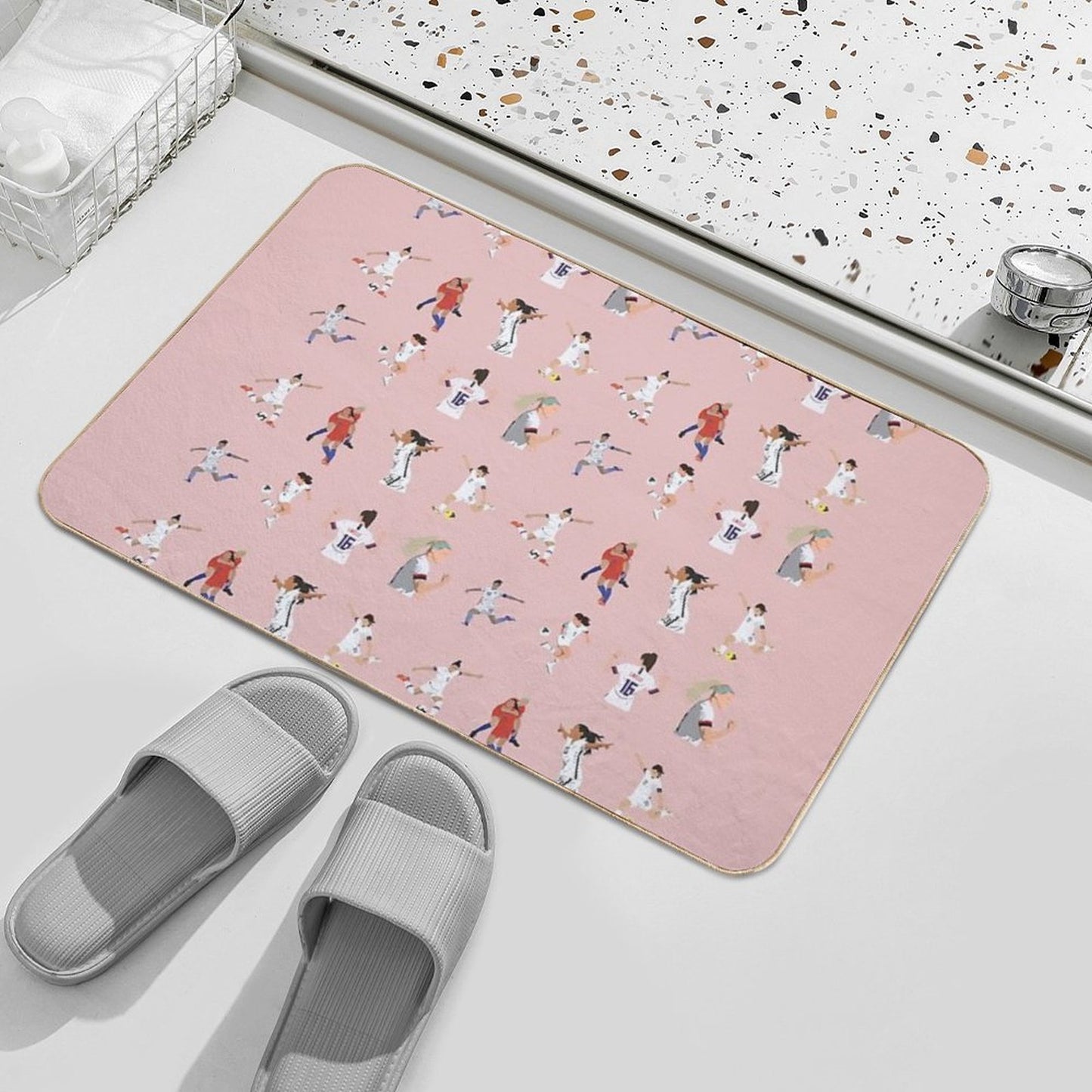 USWNT Players Pattern Easy To Clean Bath Mat