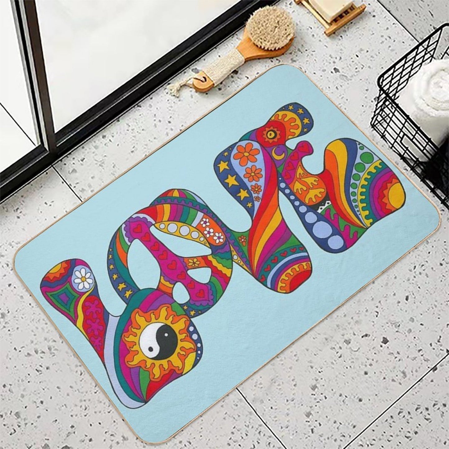 Psychedelic Love Rapid-Drying Bath Mat