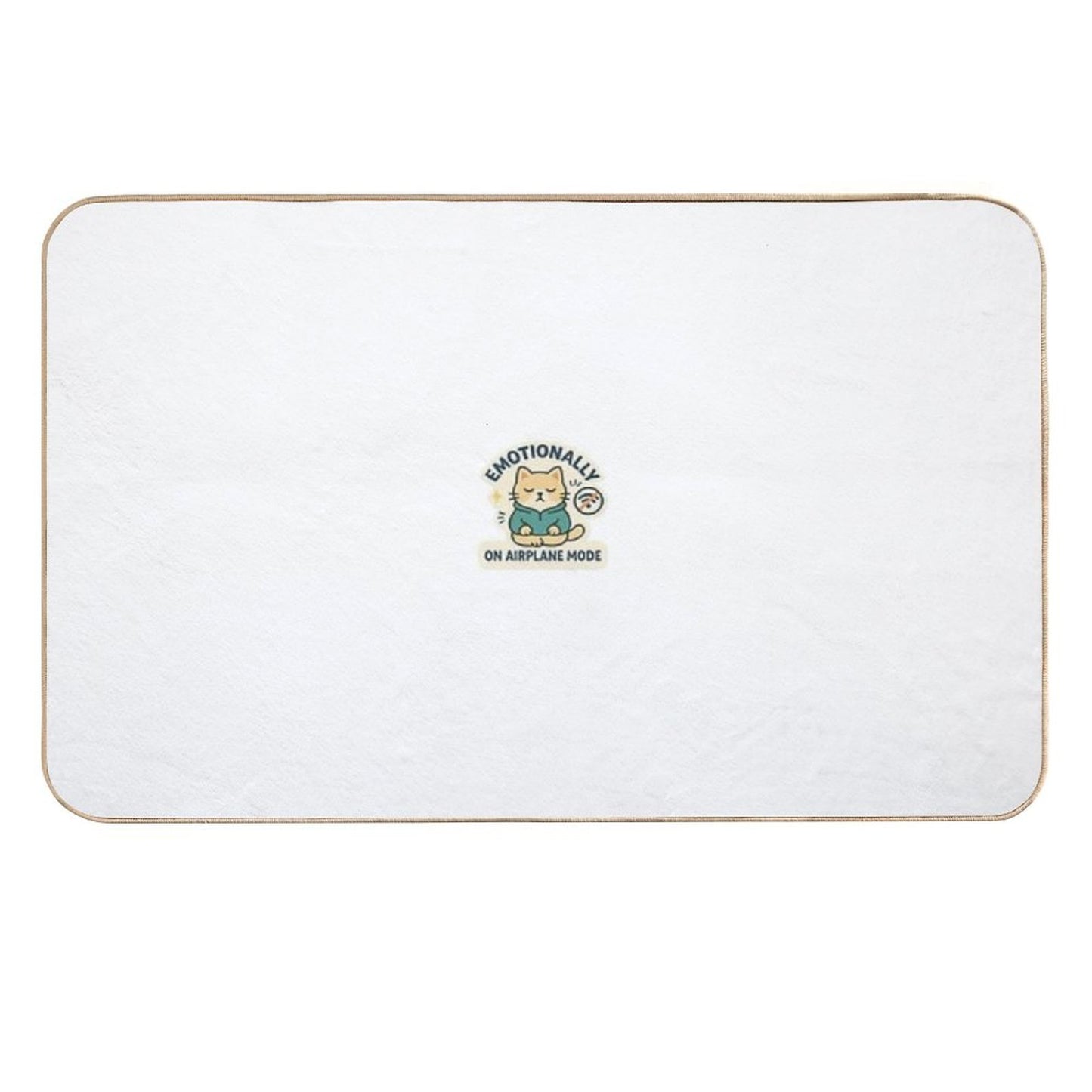 Emotionally on Airplane Mode – Meditative Cat Sticker Multi-Purpose Bath Mat
