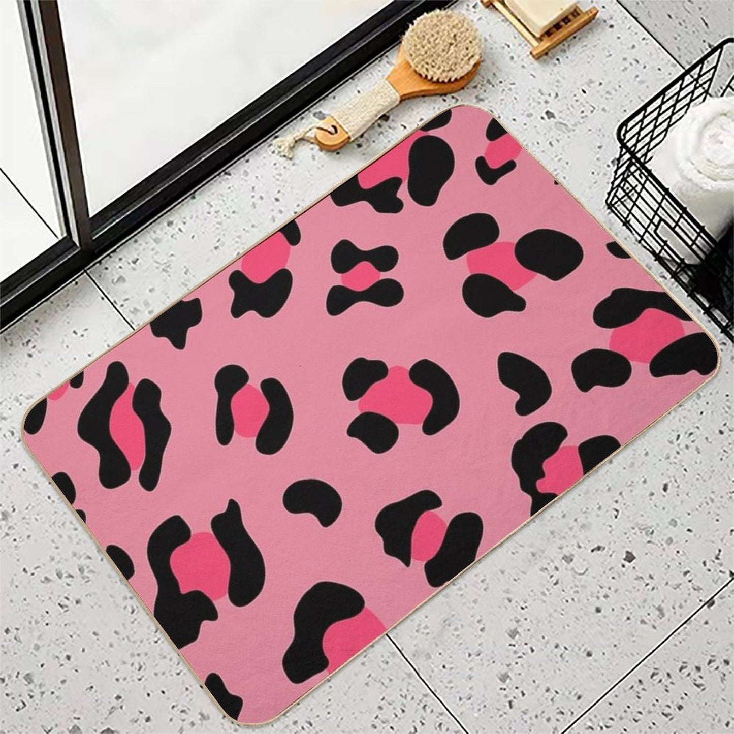 Leopard Pink Pet-Safe Bath Mat