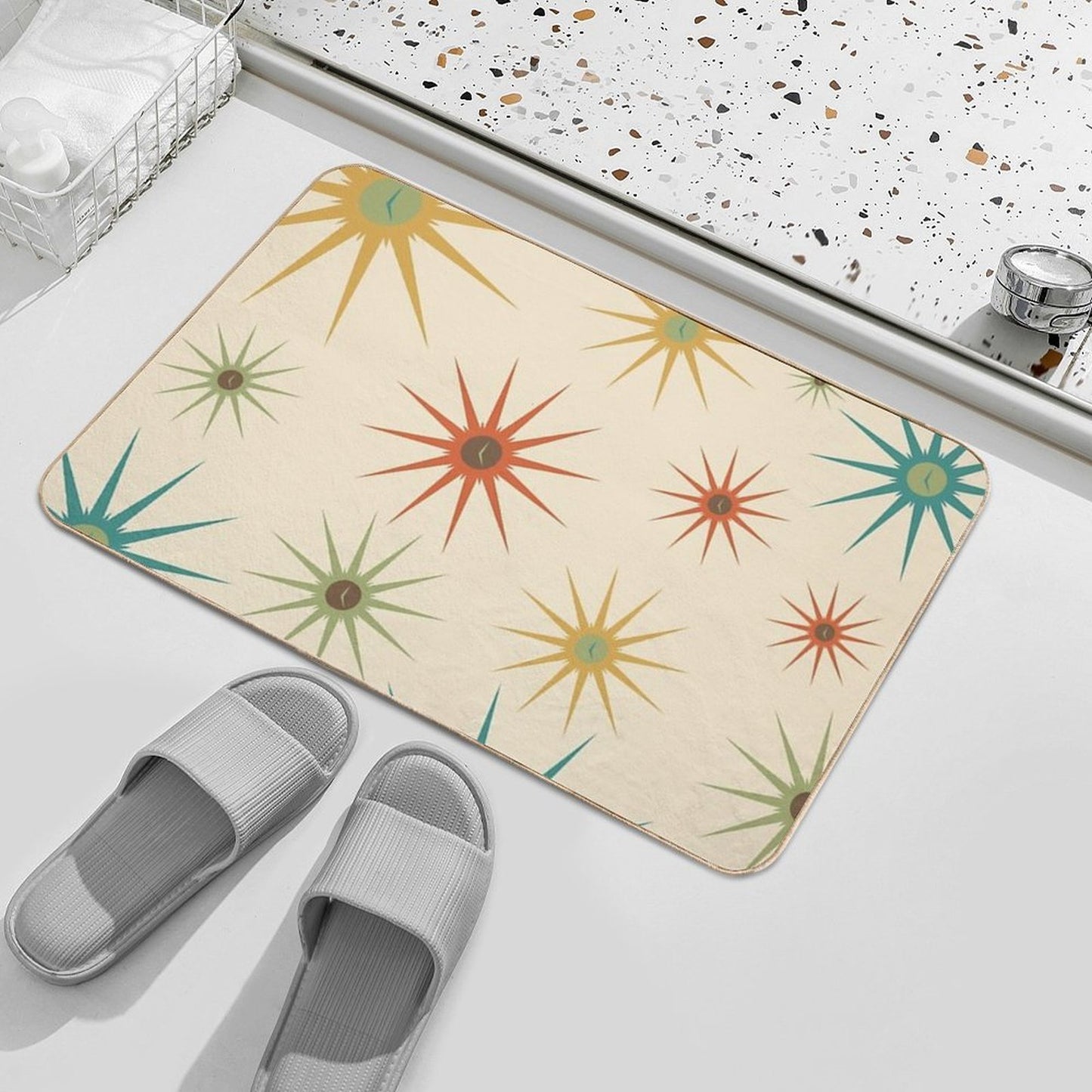 Cocktail Hour Retro Starburst Clocks by Bobby West Dirt-Trapping Bath Mat