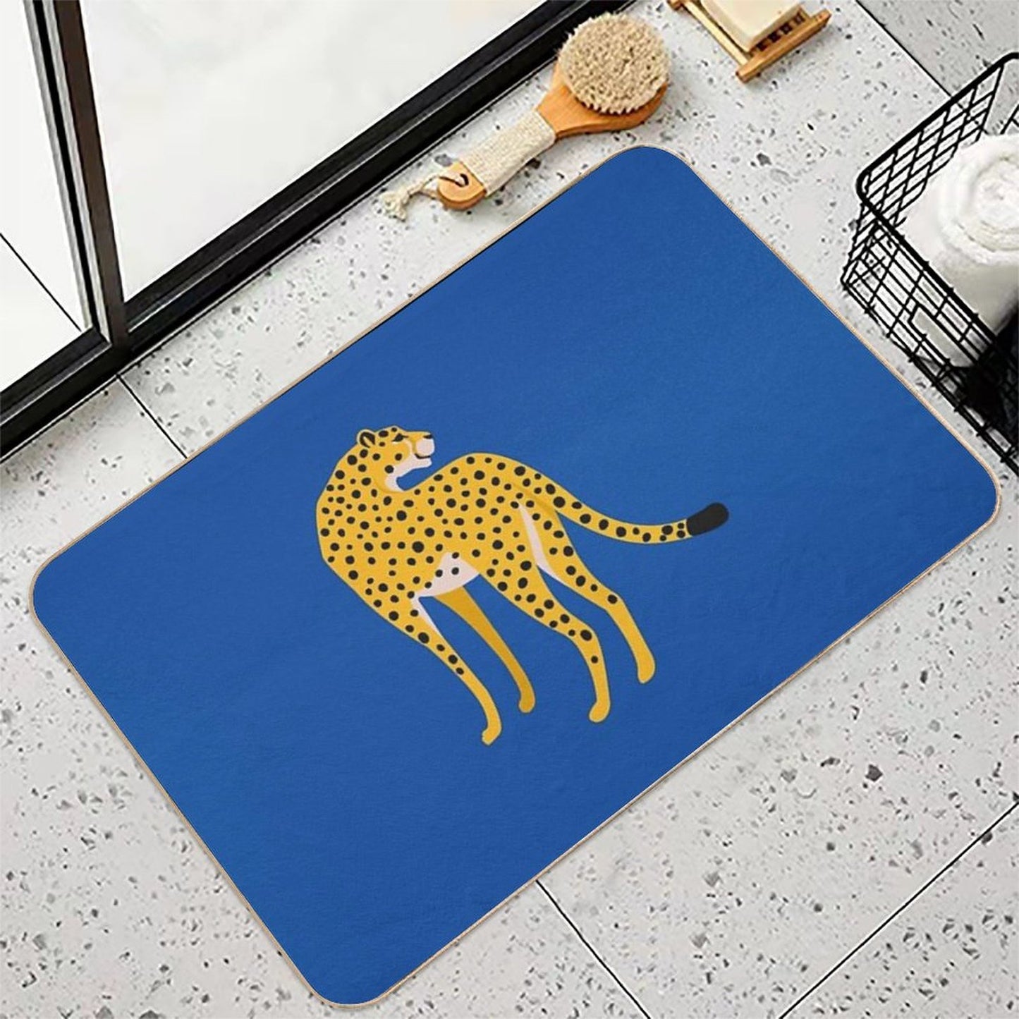 The Stare Golden Leopard Edition African Cheetah Tropical Pop Art High-Traffic Bath Mat