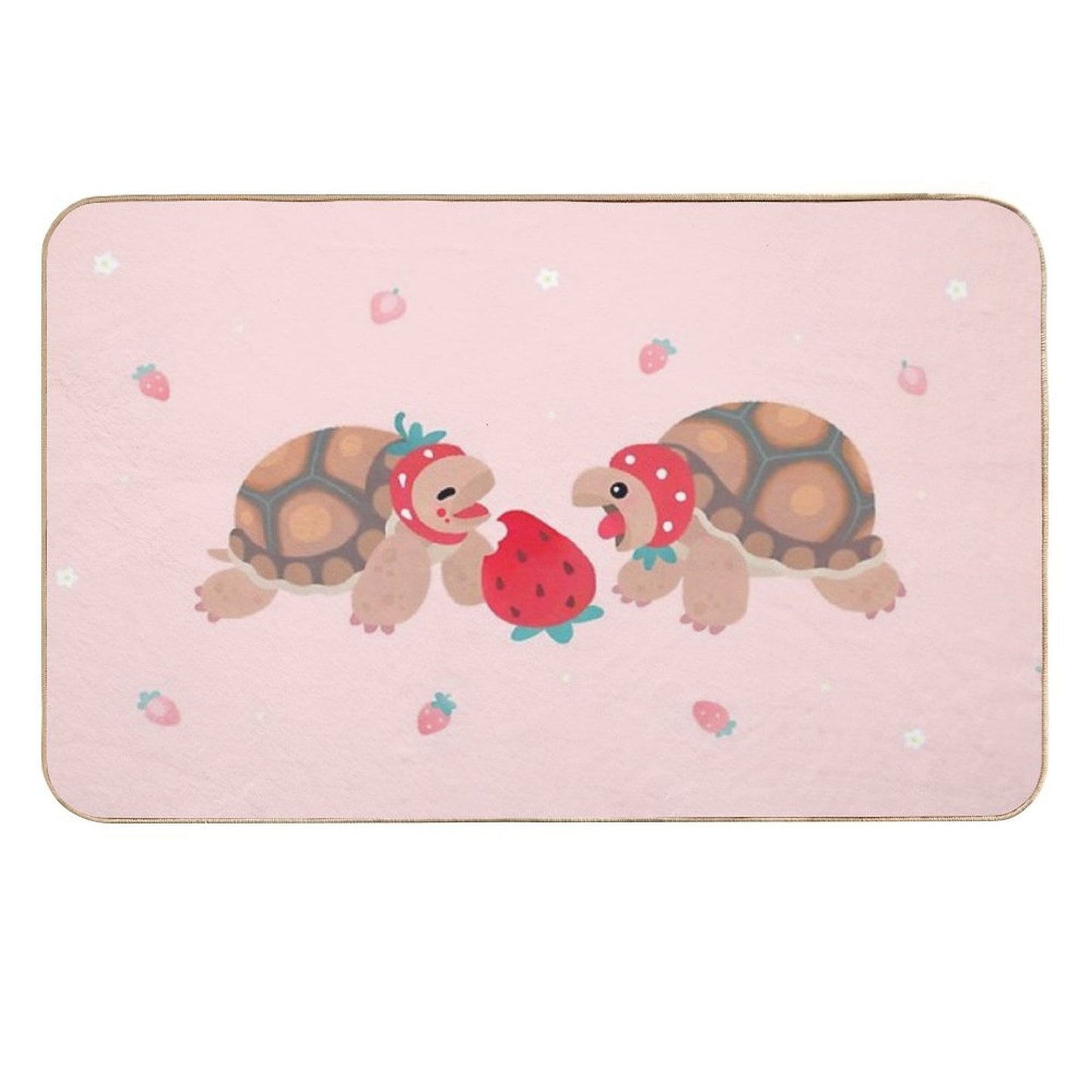 Tortoises Love Strawberries Slip-Resistant Bath Mat