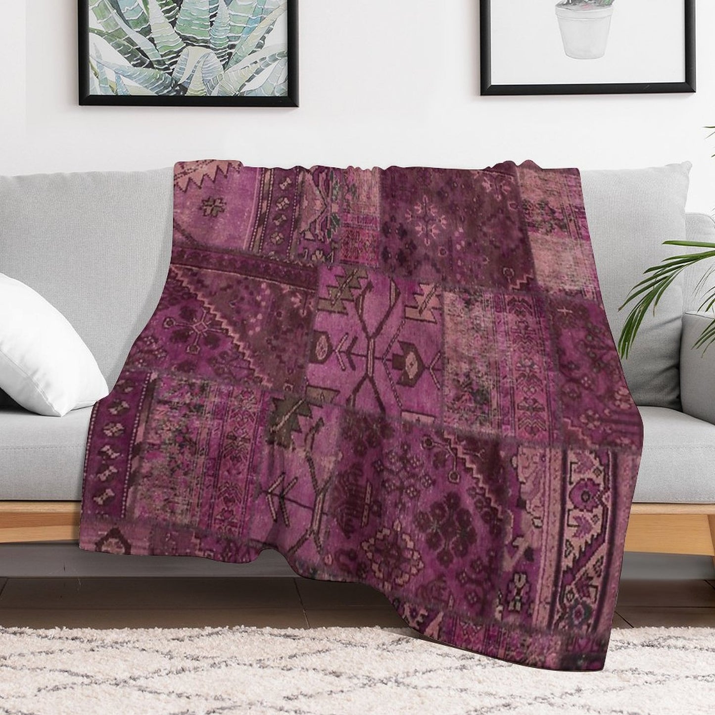Persian Vintage Vintage Patchwork Red Sustainable Throw Blanket