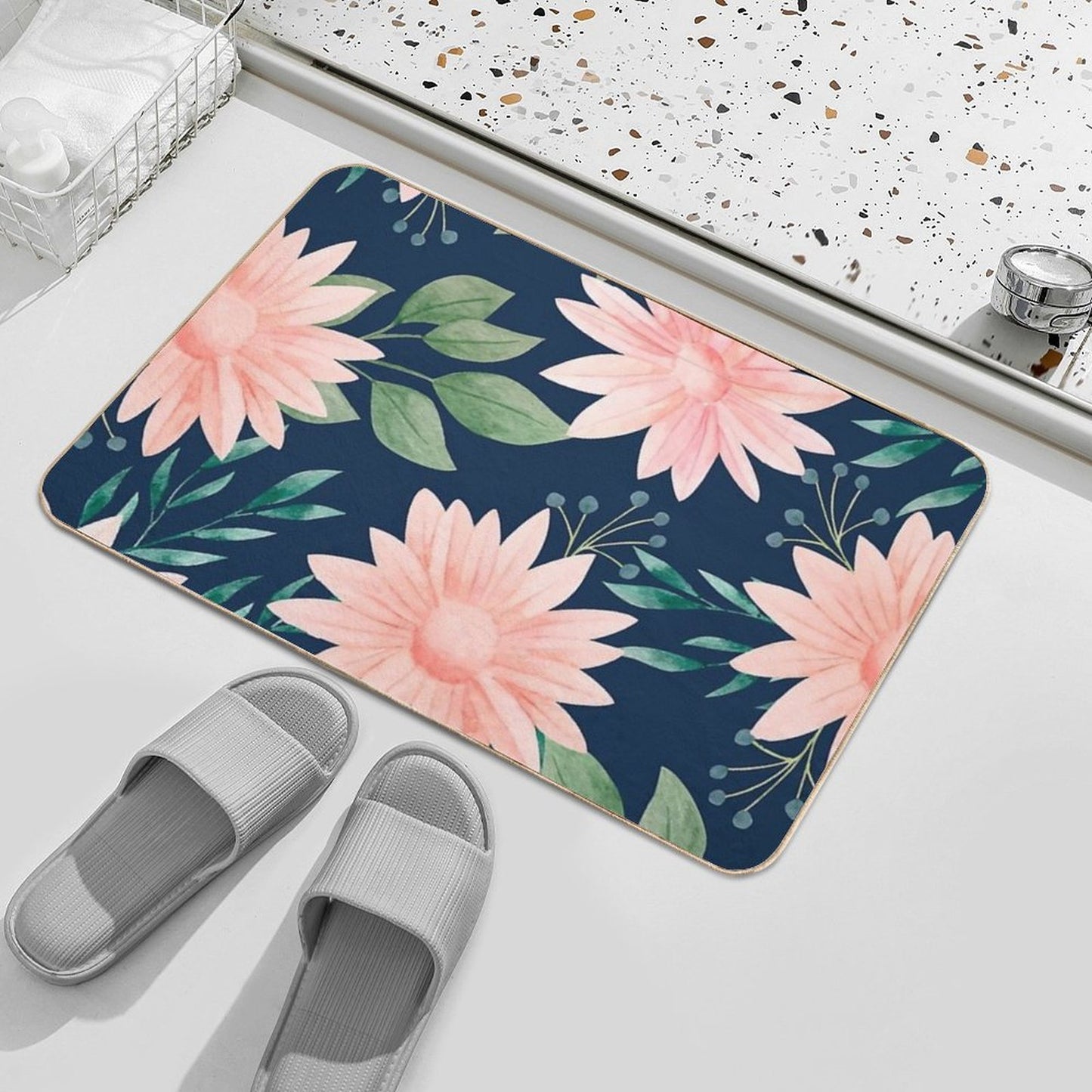 Floral Pattern High-Traffic Bath Mat