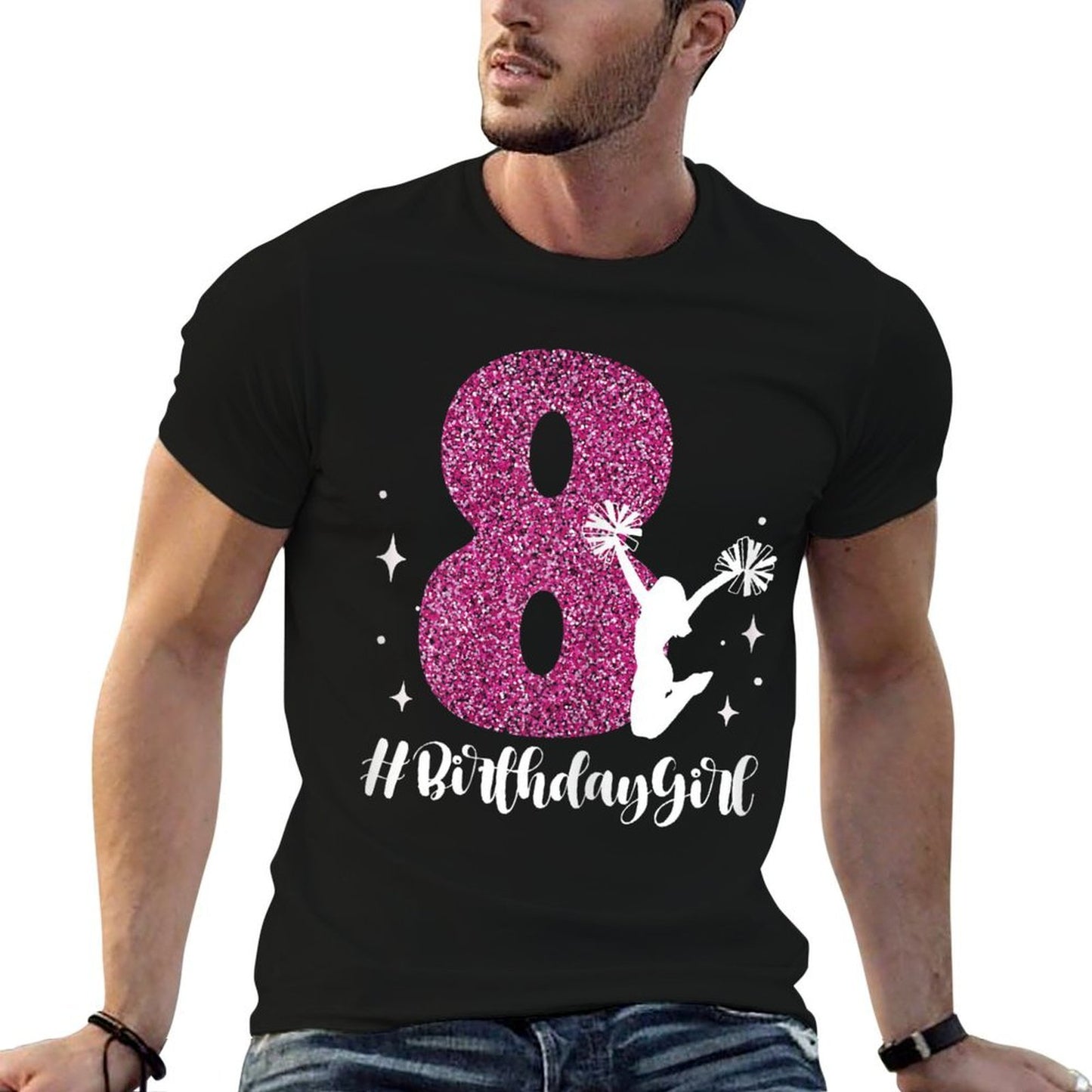 8th Birthday Cheerleader Girl 8 Years Old Cheerleading Soft T-Shirt