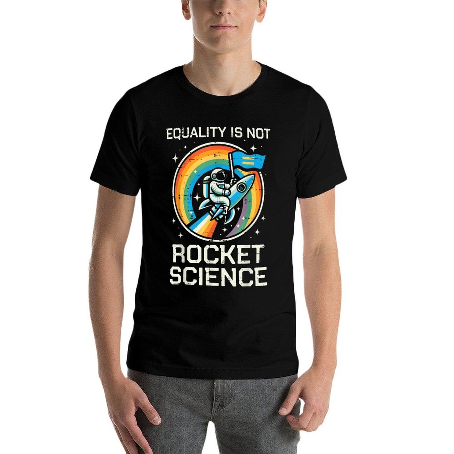 Gay Pride Month Equality Rocket Science LGBTQ Ally Boys Kids Ribbed Collar T-Shirt