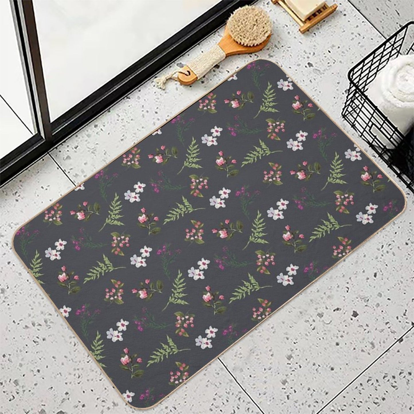 Vintage Flowers Slip-Resistant Bath Mat