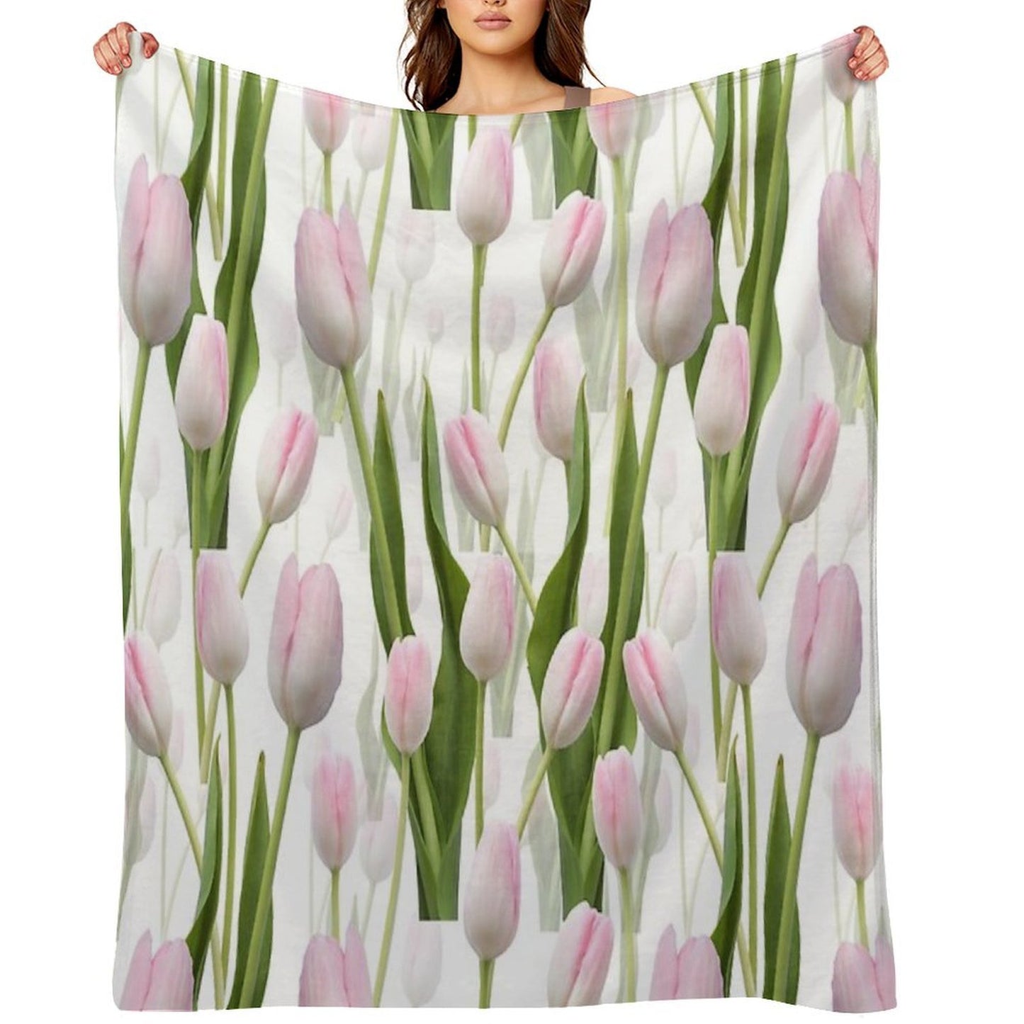 Pinky Tulips Shrink-resistant Throw Blanket