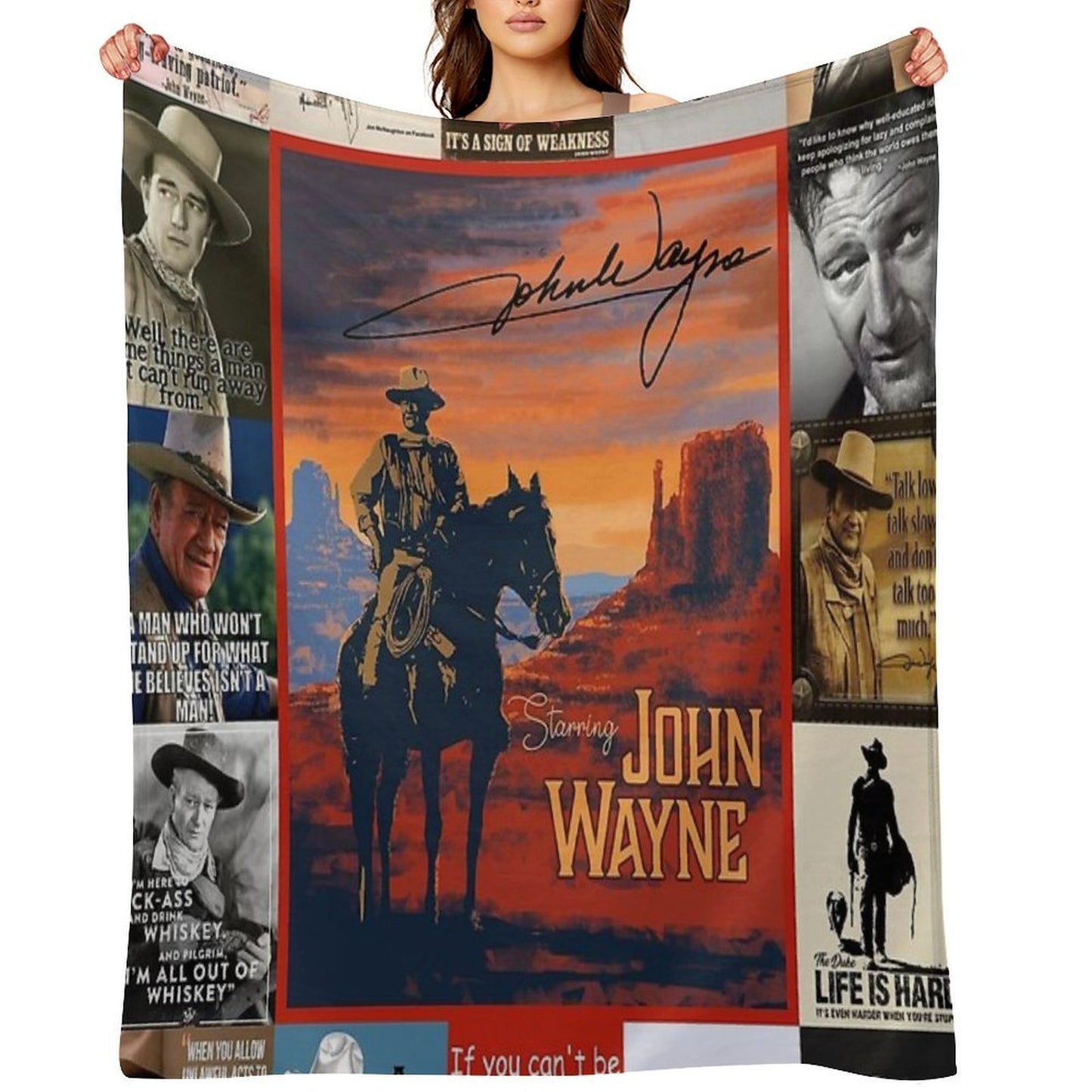 John Wayne Quote Machine-washable Throw Blanket