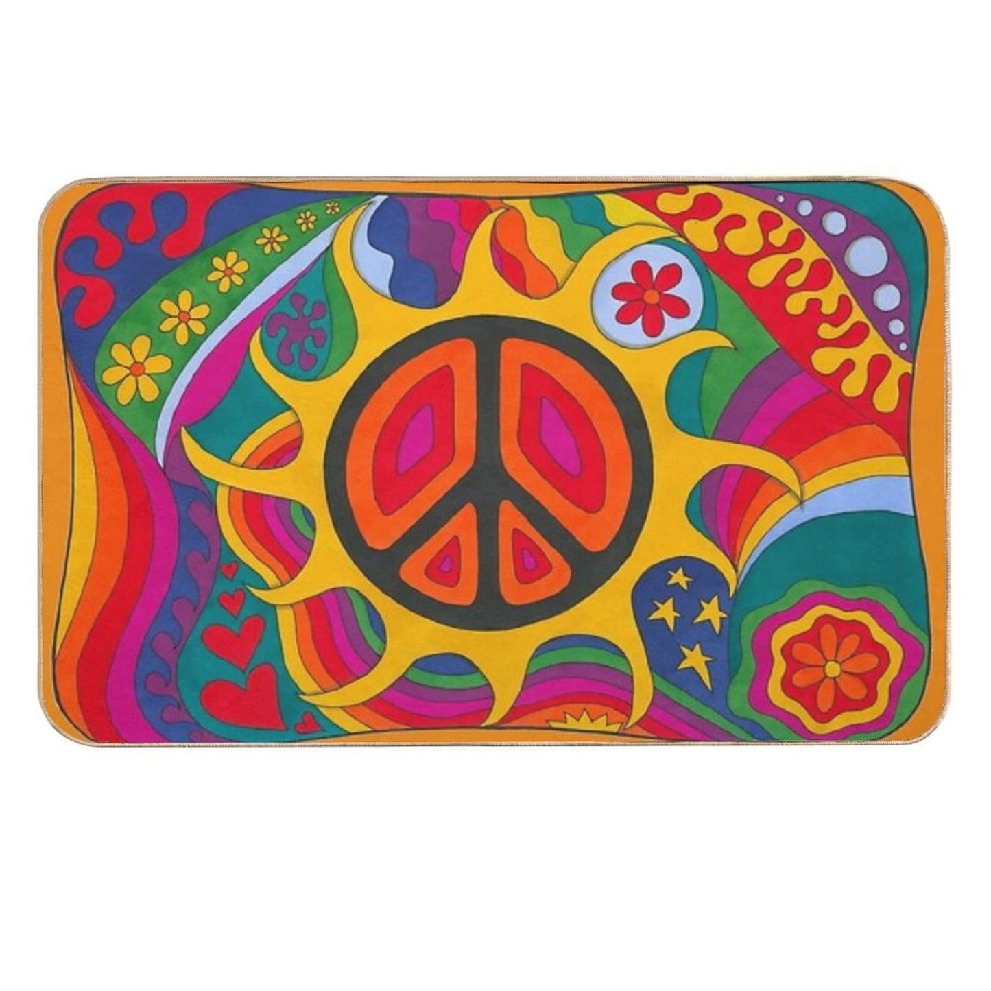 Psychedelic Flaming Peace Non-Slip Bath Mat